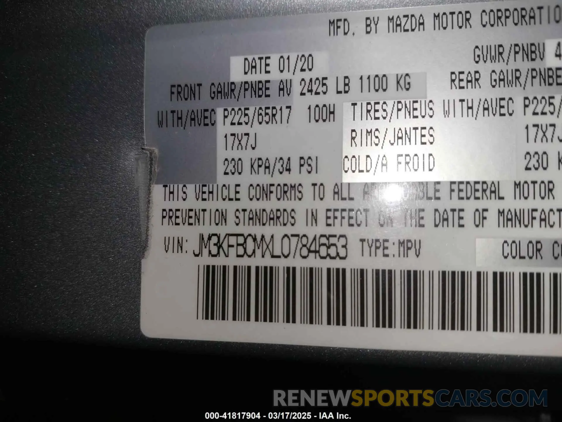 9 Photograph of a damaged car JM3KFBCMXL0784653 MAZDA CX-5 2020