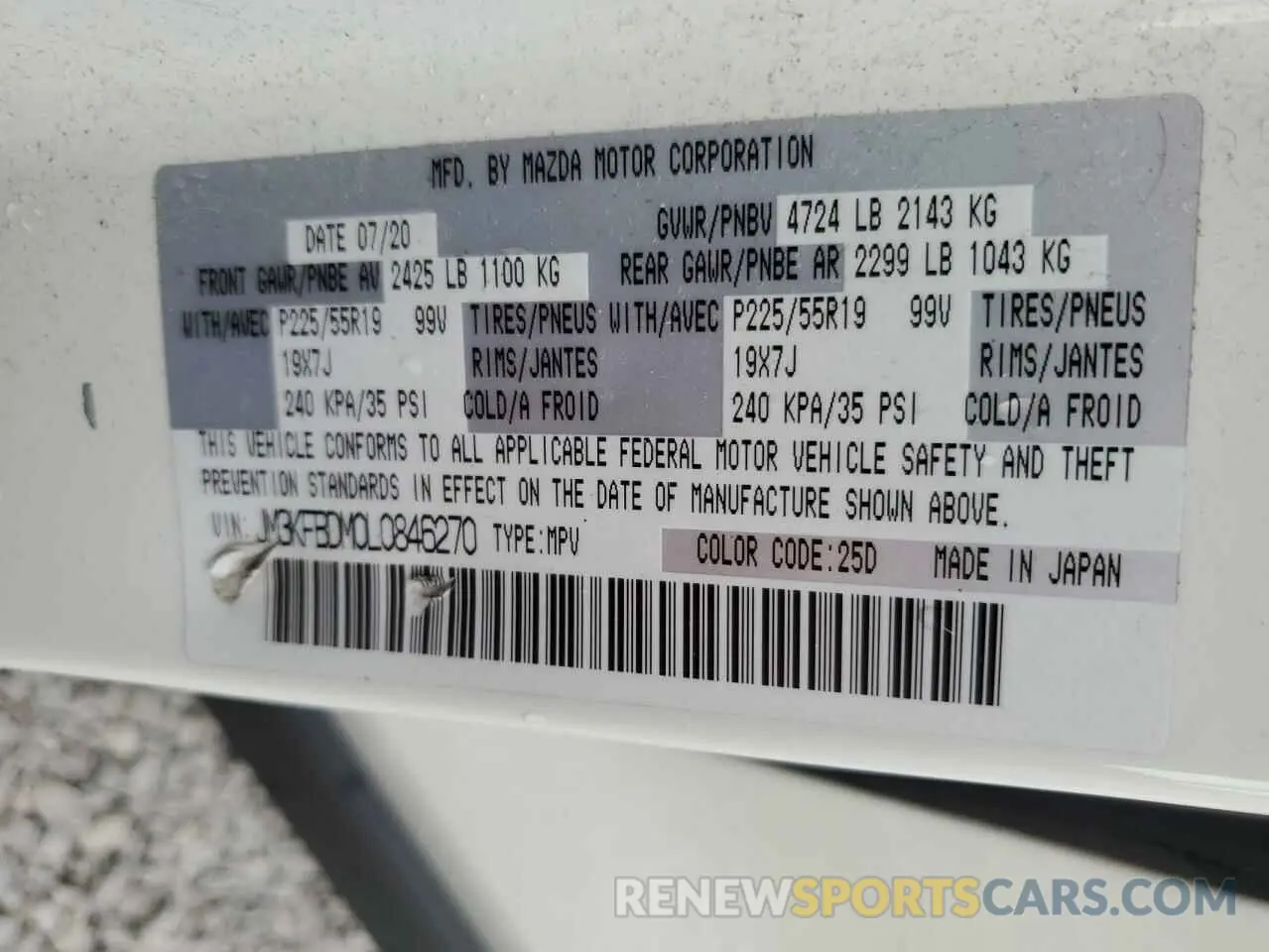 13 Photograph of a damaged car JM3KFBDM0L0846270 MAZDA CX-5 2020
