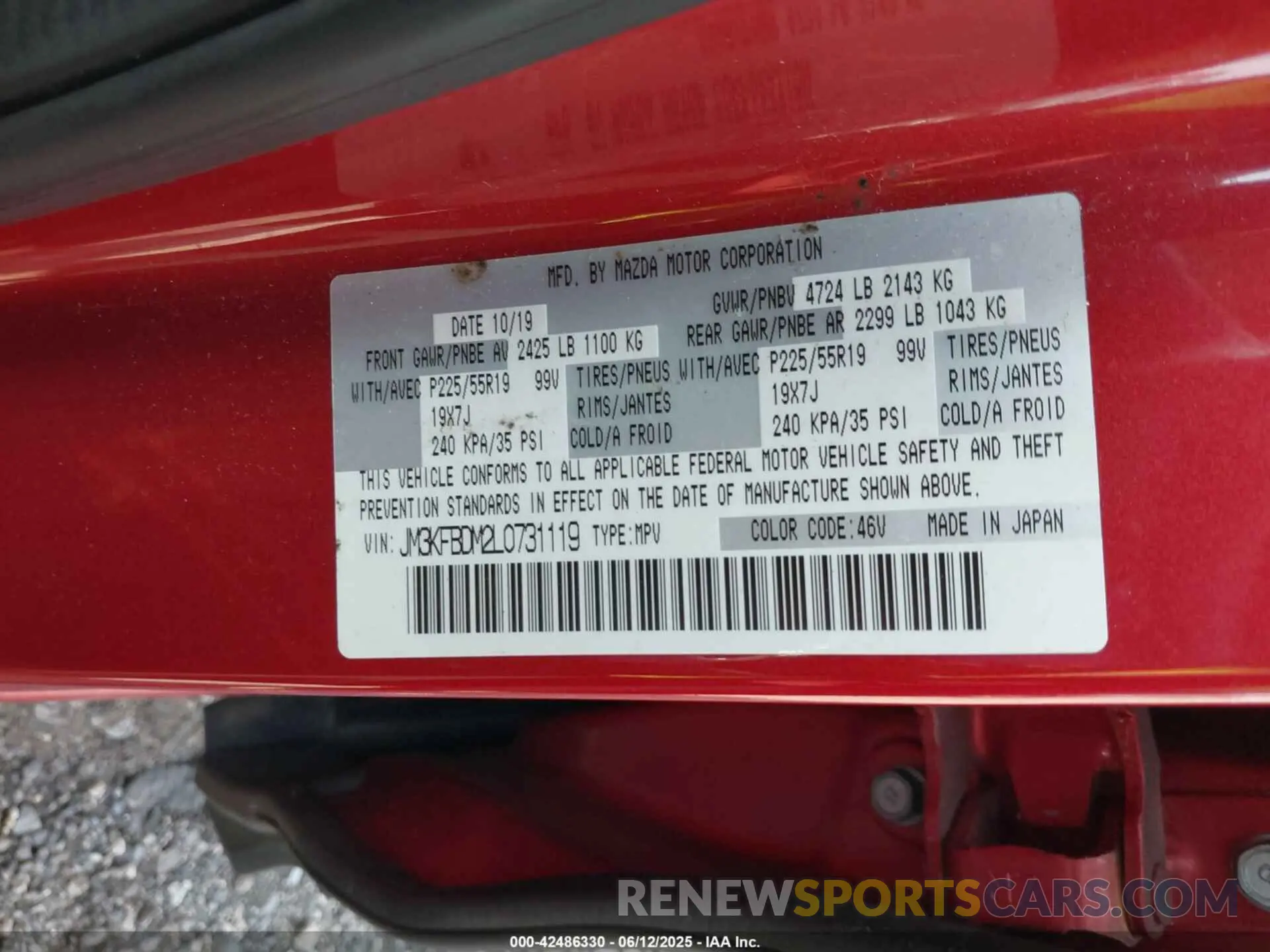 9 Photograph of a damaged car JM3KFBDM2L0731119 MAZDA CX-5 2020