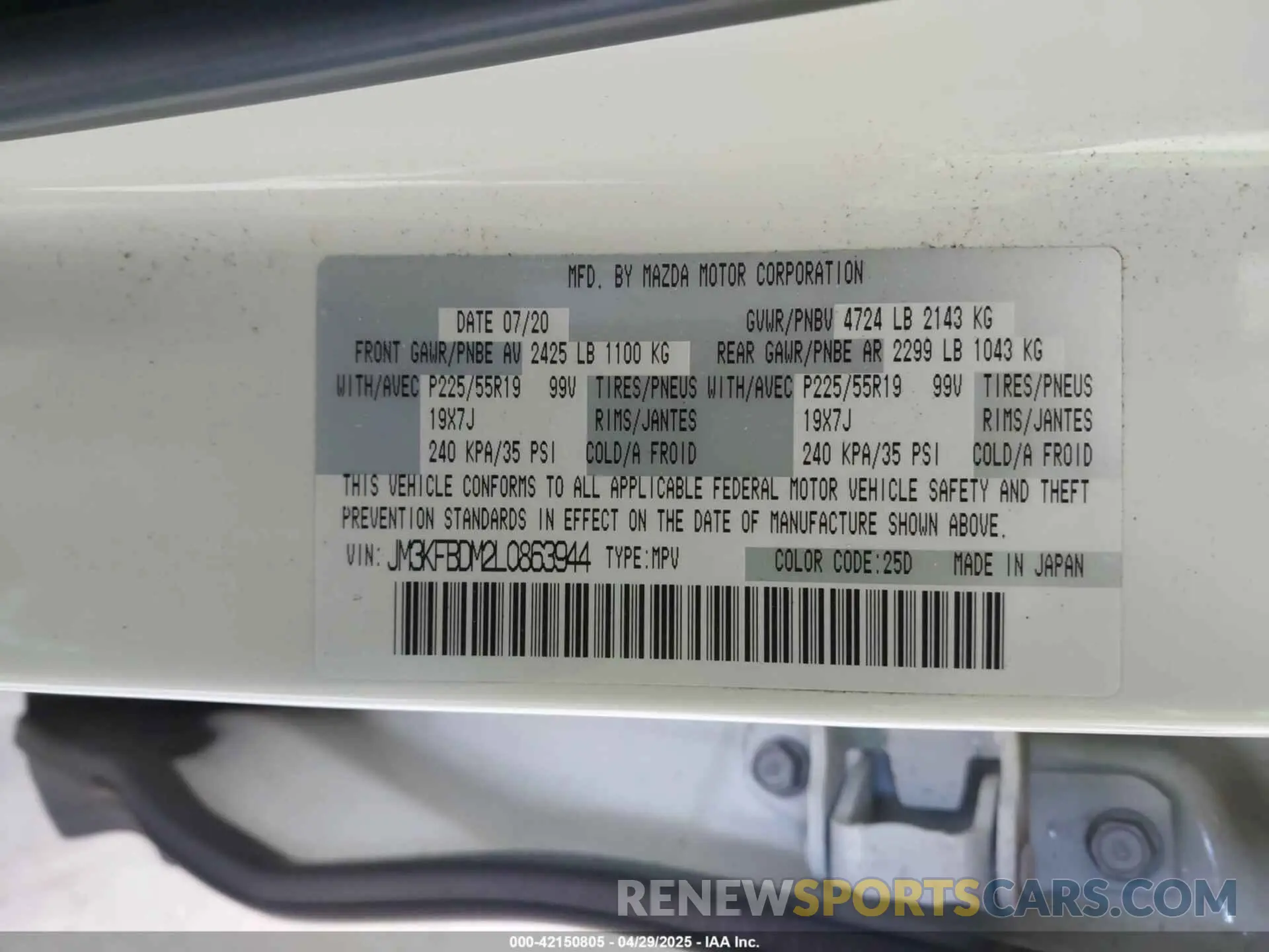 9 Photograph of a damaged car JM3KFBDM2L0863944 MAZDA CX-5 2020