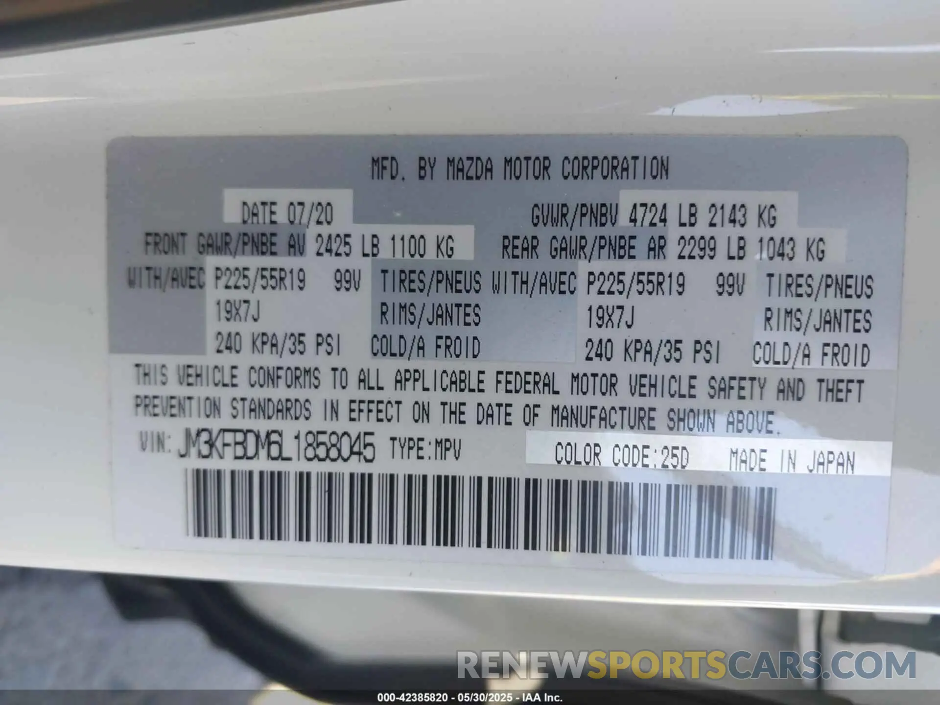 9 Photograph of a damaged car JM3KFBDM6L1858045 MAZDA CX-5 2020