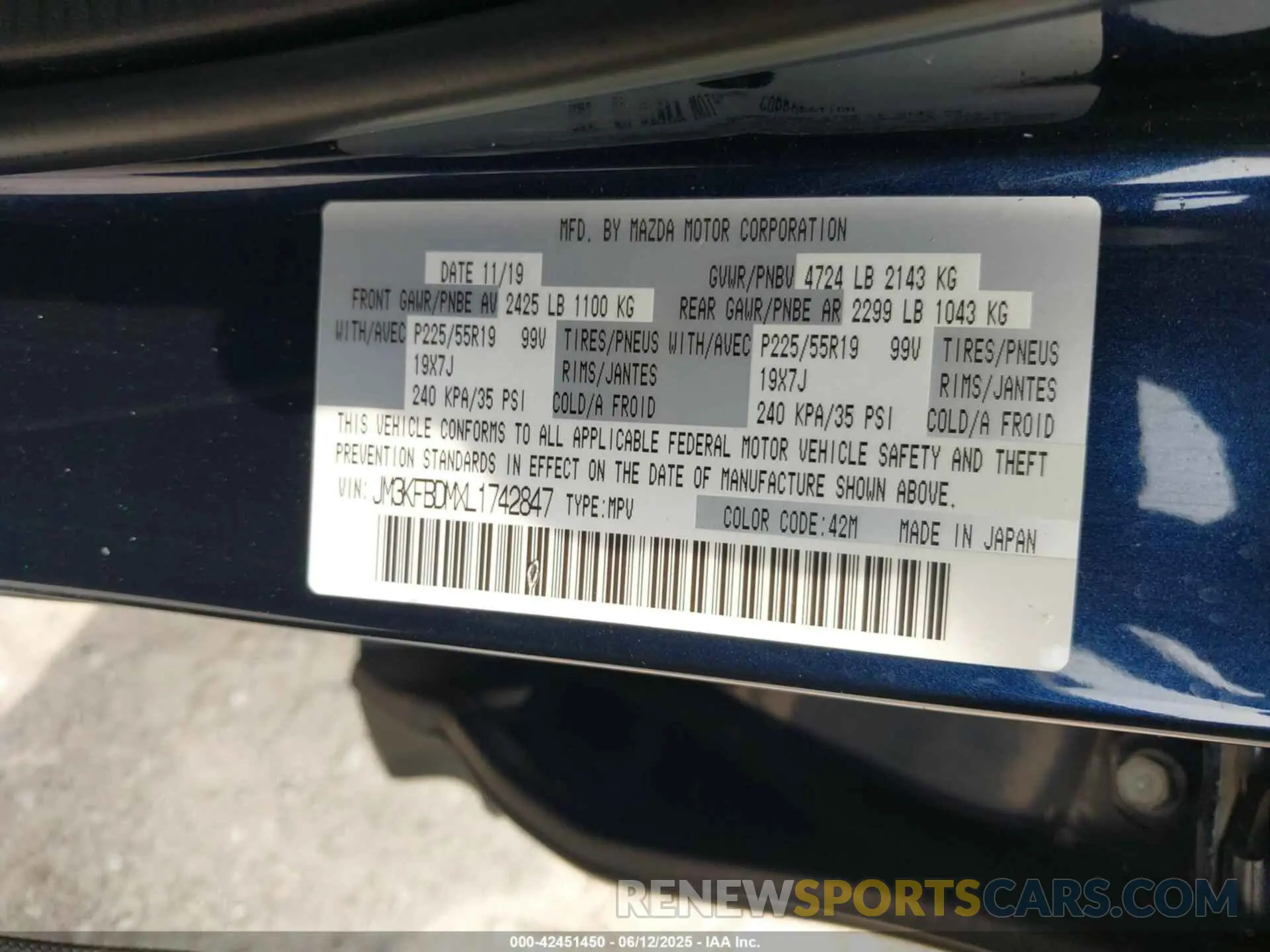 9 Photograph of a damaged car JM3KFBDMXL1742847 MAZDA CX-5 2020