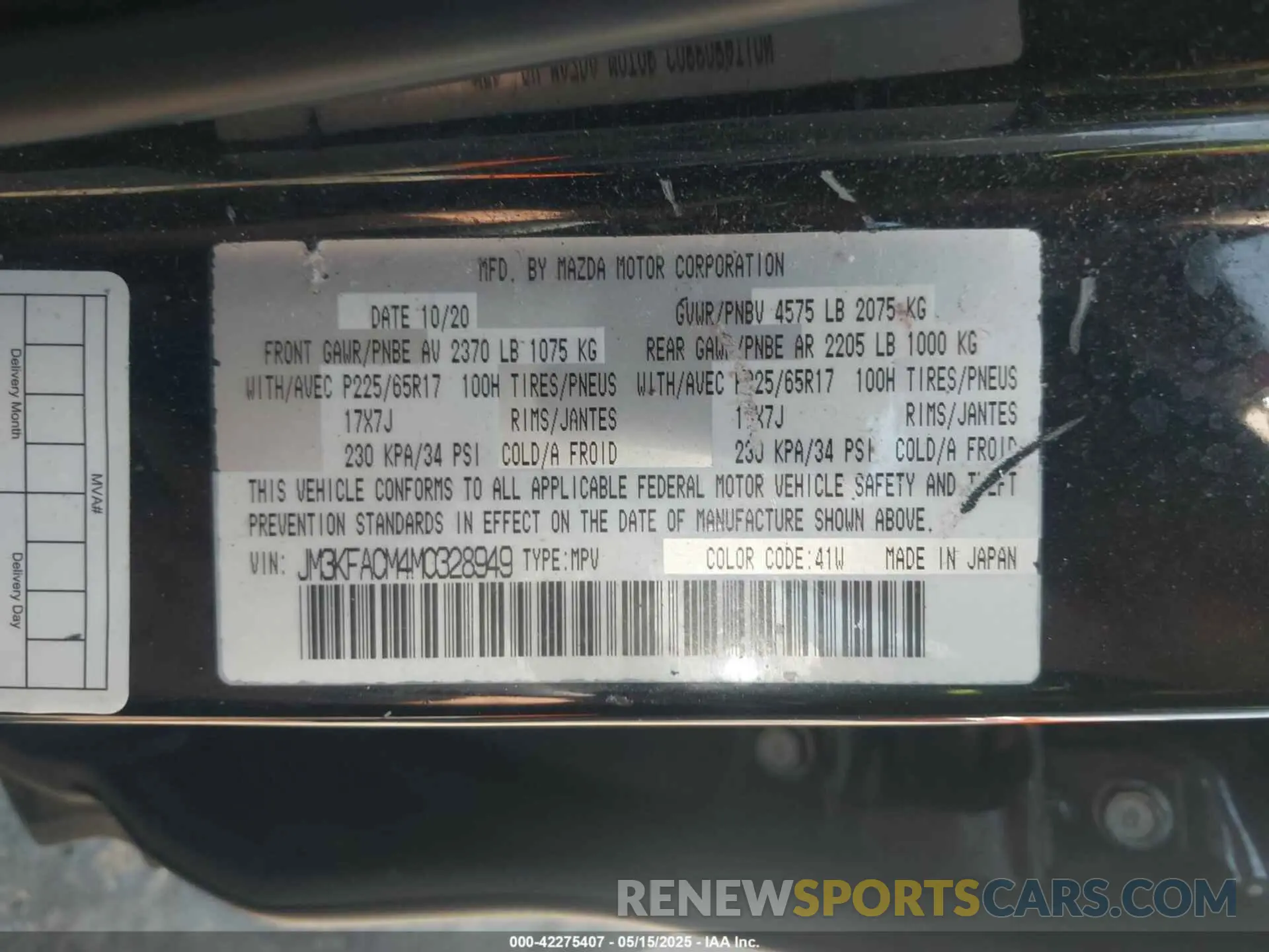 9 Photograph of a damaged car JM3KFACM4M0328949 MAZDA CX-5 2021