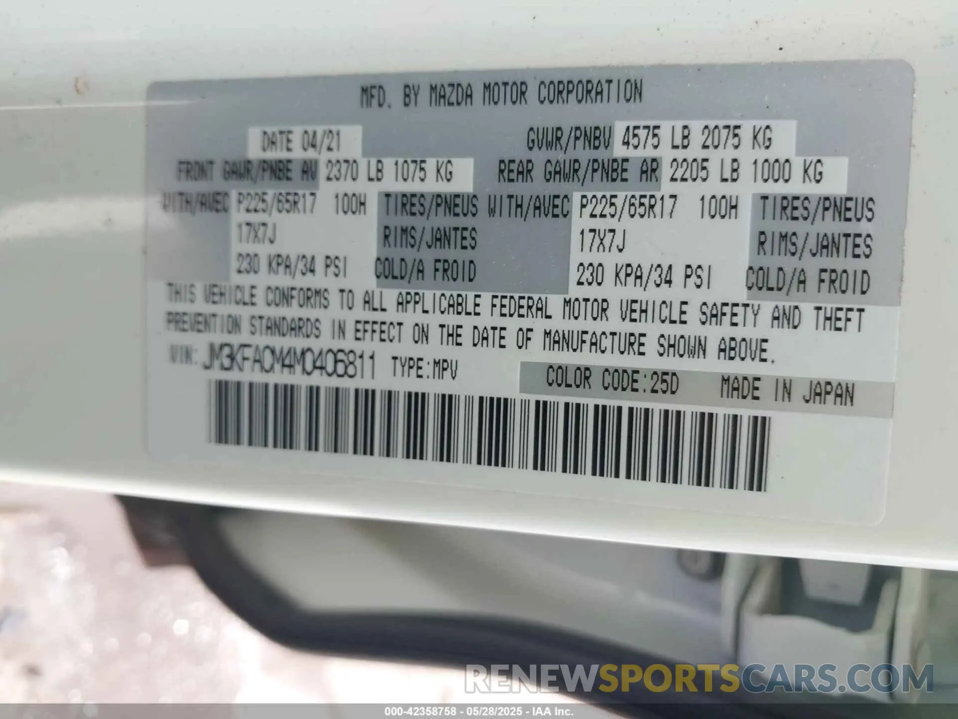 9 Photograph of a damaged car JM3KFACM4M0406811 MAZDA CX-5 2021