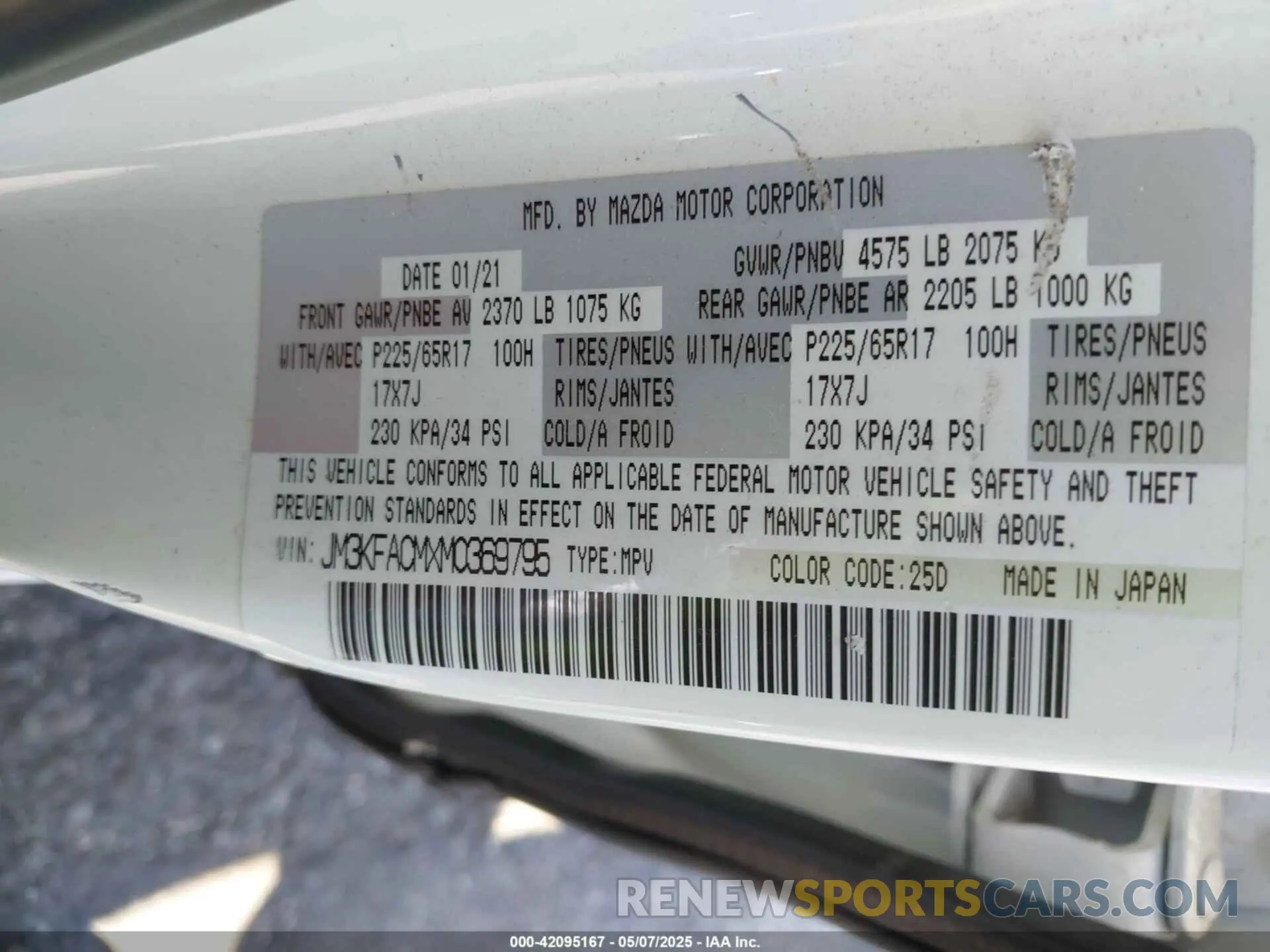 9 Photograph of a damaged car JM3KFACMXM0369795 MAZDA CX-5 2021