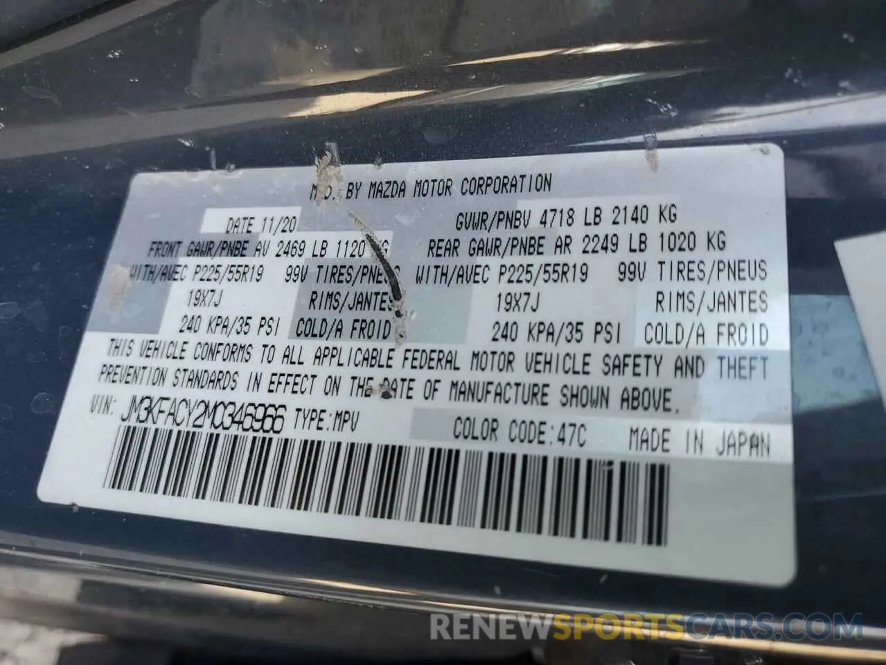 13 Photograph of a damaged car JM3KFACY2M0346966 MAZDA CX-5 2021