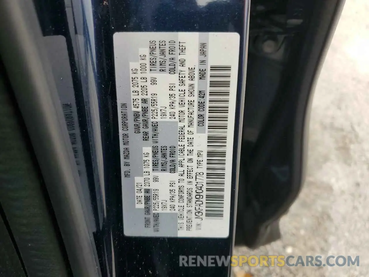 14 Photograph of a damaged car JM3KFADM9M0401778 MAZDA CX-5 2021