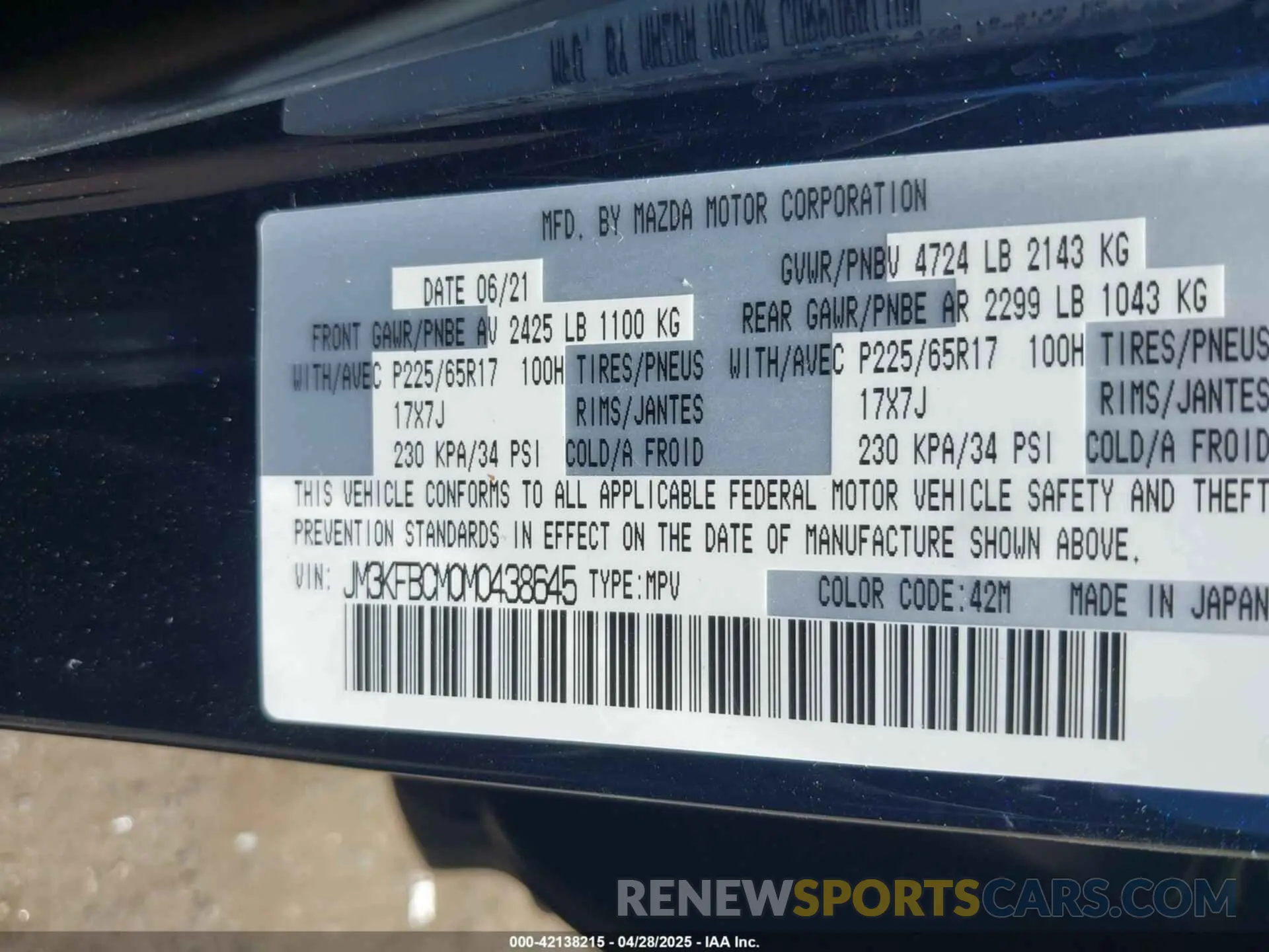 9 Photograph of a damaged car JM3KFBCM0M0438645 MAZDA CX-5 2021