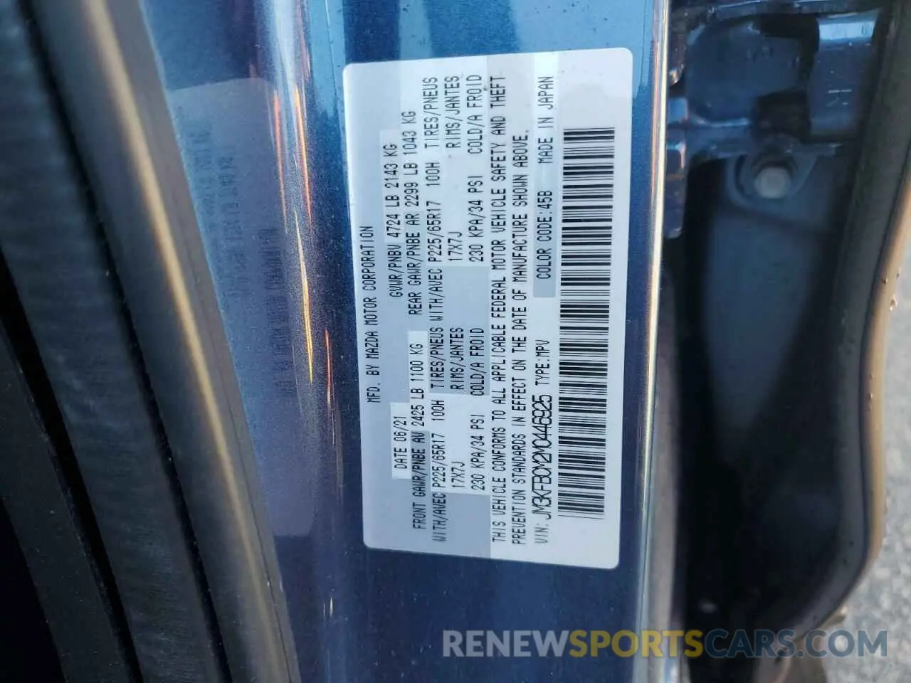 13 Photograph of a damaged car JM3KFBCM2M0446925 MAZDA CX-5 2021