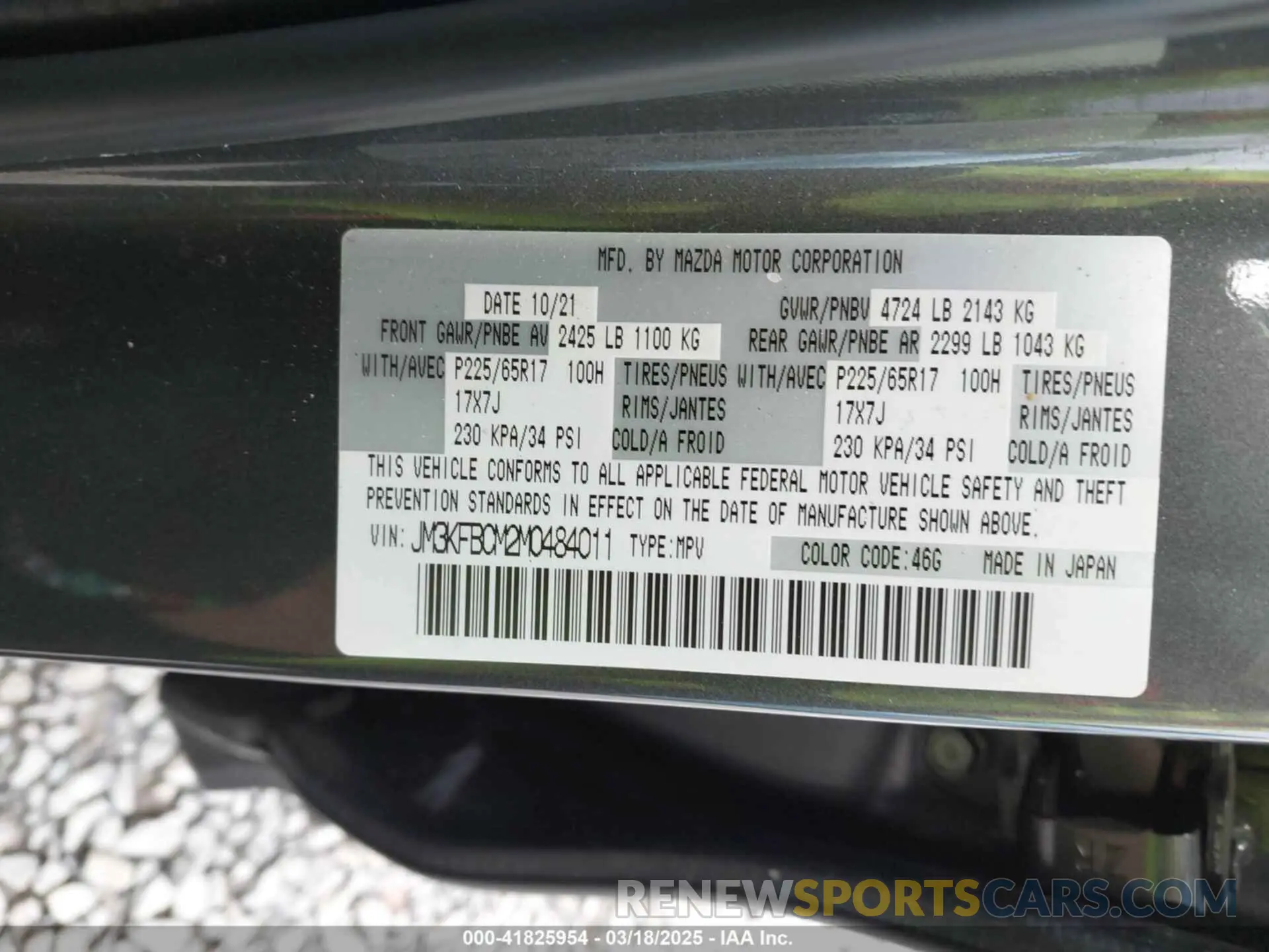 9 Photograph of a damaged car JM3KFBCM2M0484011 MAZDA CX-5 2021
