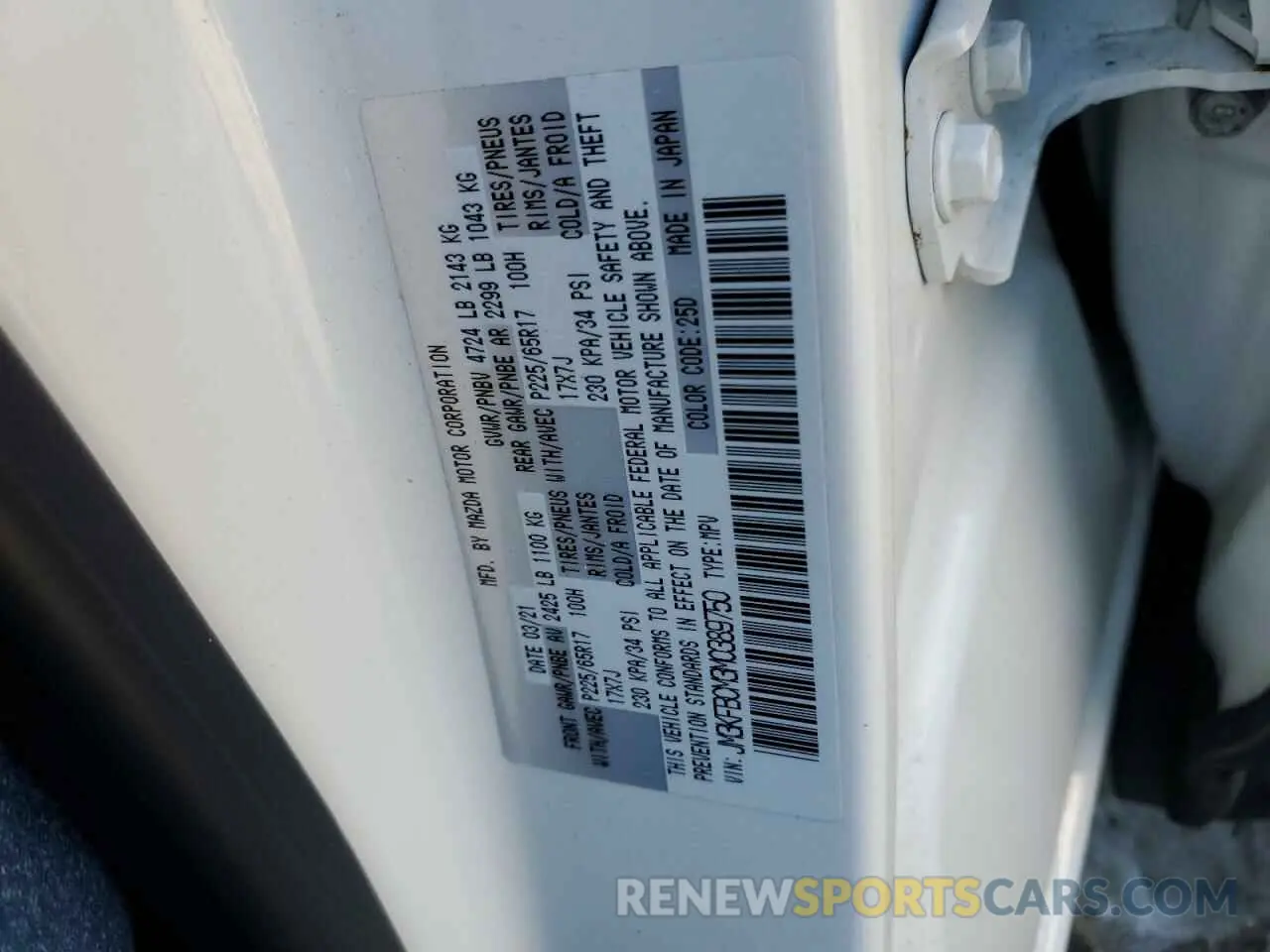 13 Photograph of a damaged car JM3KFBCM3M0389750 MAZDA CX-5 2021