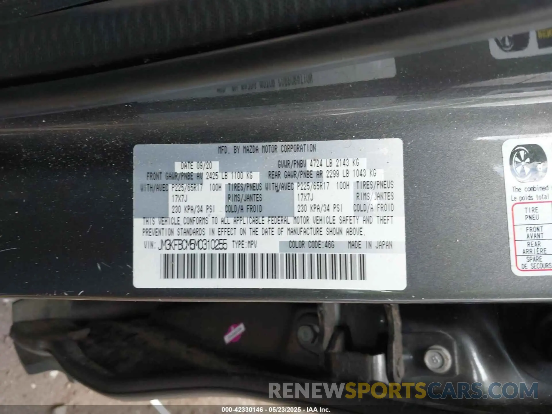 9 Photograph of a damaged car JM3KFBCM5M0310255 MAZDA CX-5 2021