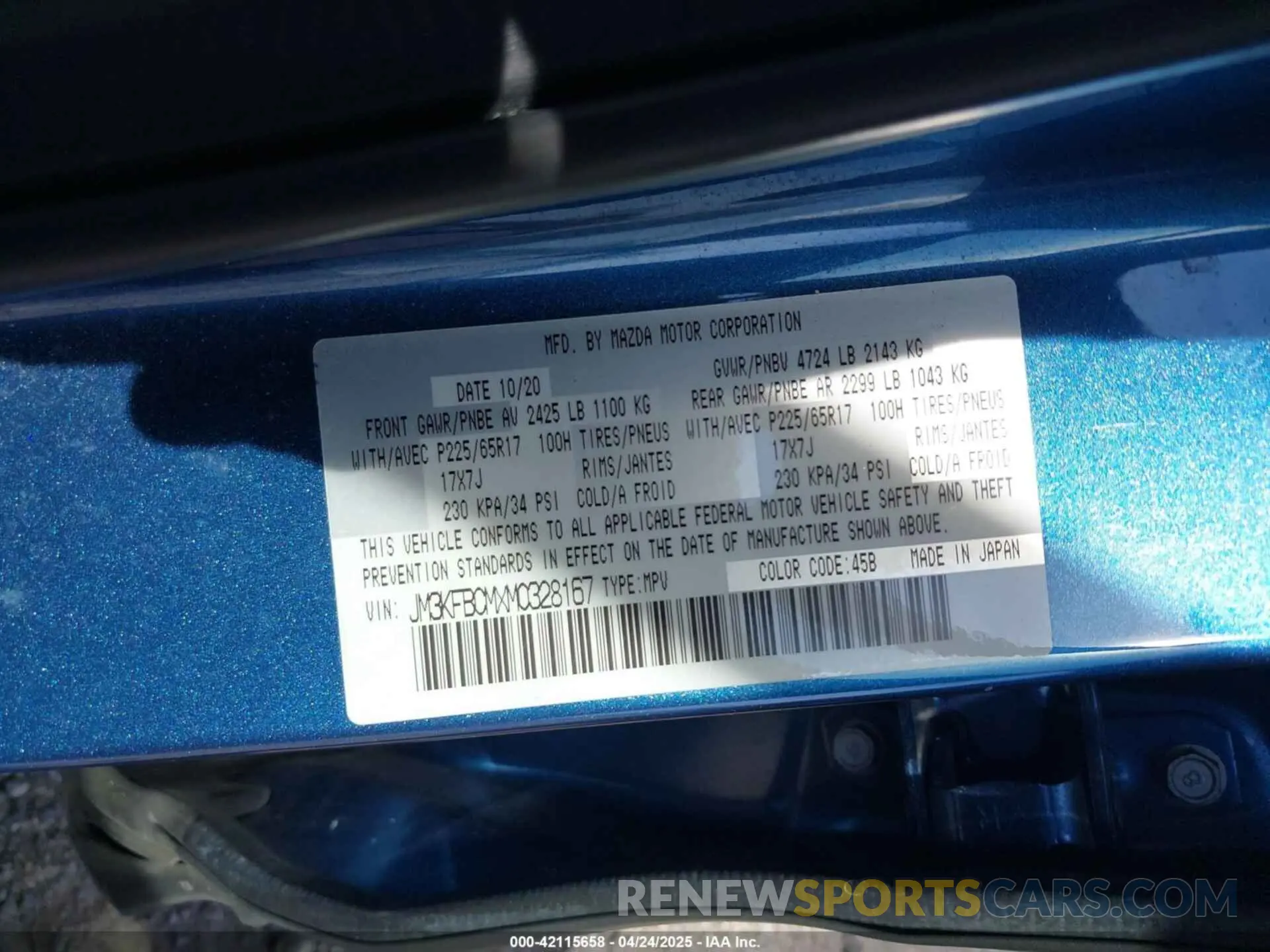 9 Photograph of a damaged car JM3KFBCMXM0328167 MAZDA CX-5 2021