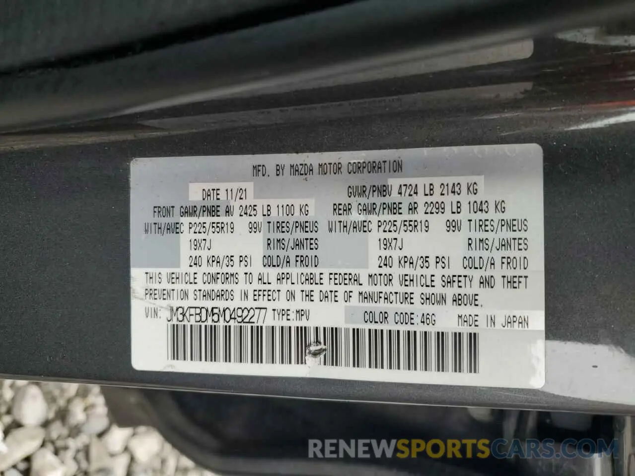 13 Photograph of a damaged car JM3KFBDM5M0492277 MAZDA CX-5 2021