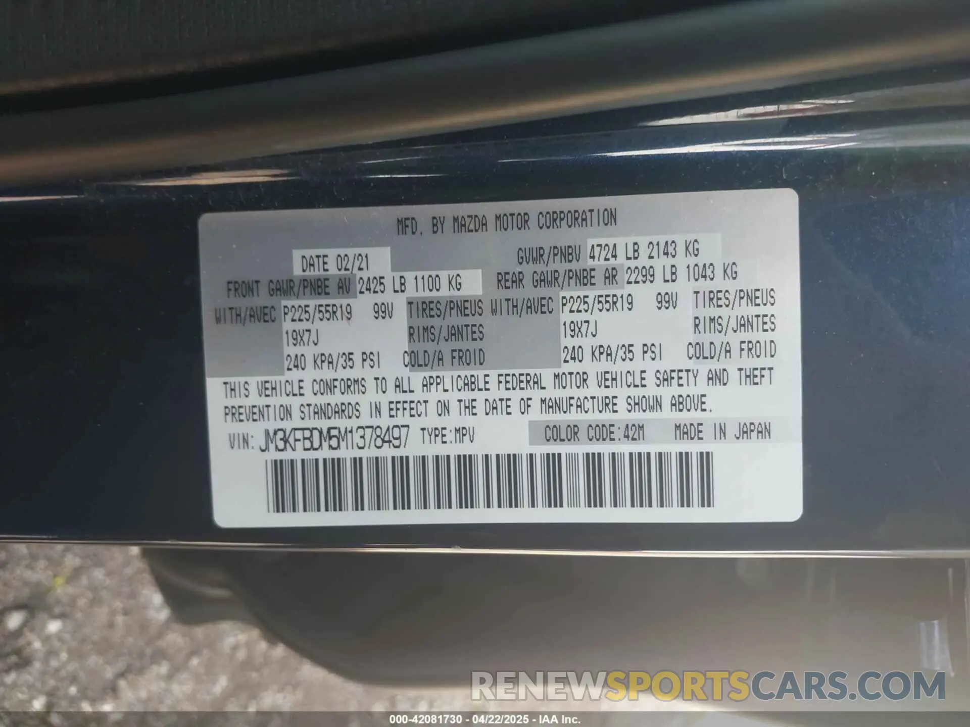 9 Photograph of a damaged car JM3KFBDM5M1378497 MAZDA CX-5 2021
