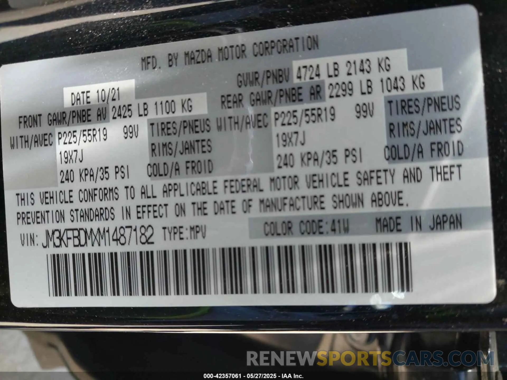 9 Photograph of a damaged car JM3KFBDMXM1487182 MAZDA CX-5 2021