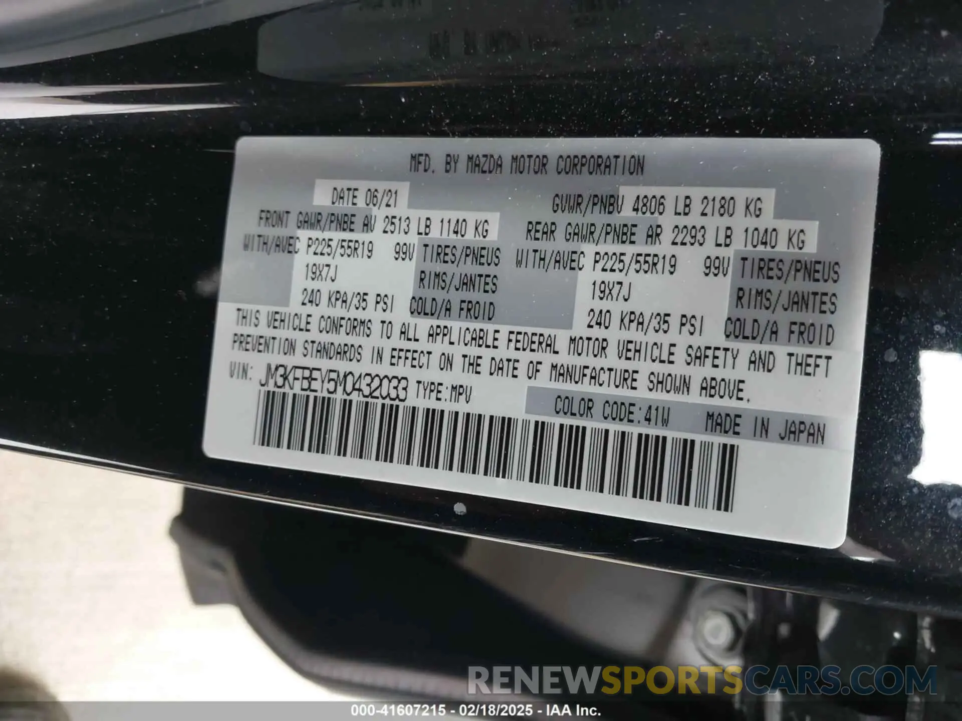 9 Photograph of a damaged car JM3KFBEY5M0432033 MAZDA CX-5 2021