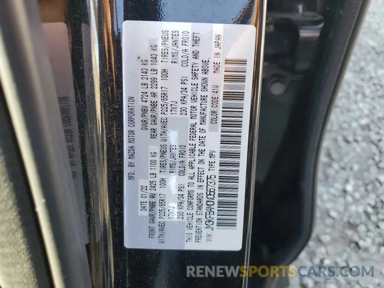 14 Photograph of a damaged car JM3KFBAM0N0567375 MAZDA CX-5 2022