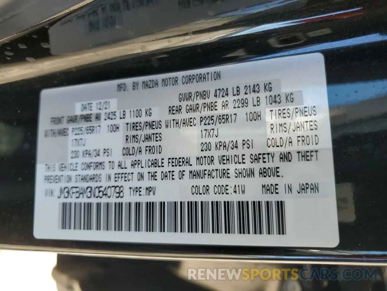 13 Photograph of a damaged car JM3KFBAM3N0540798 MAZDA CX-5 2022