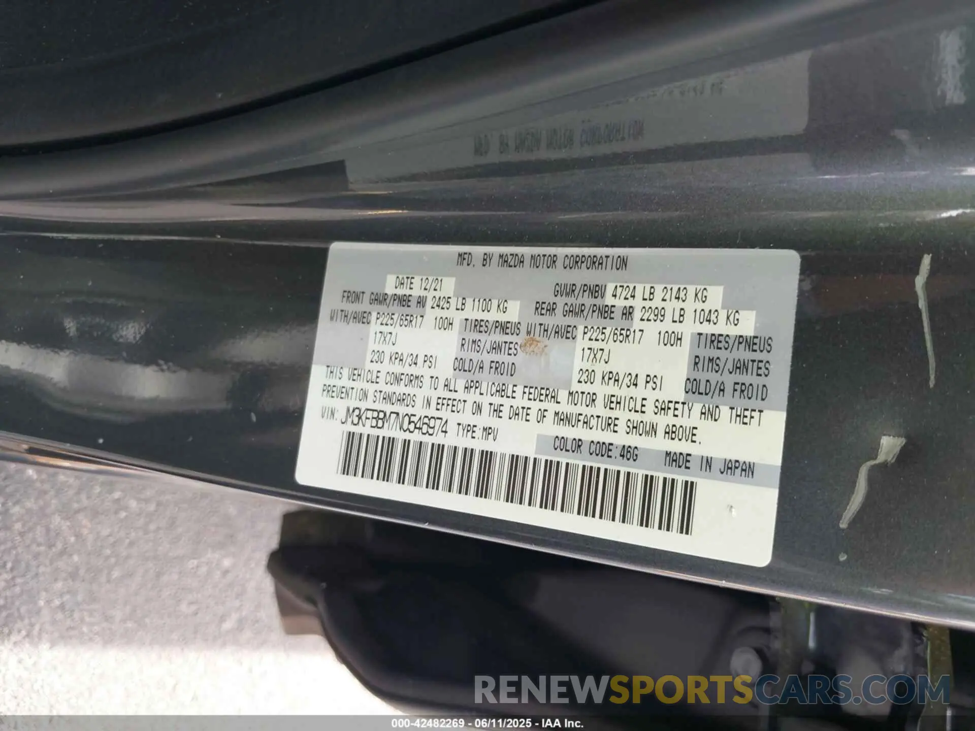 9 Photograph of a damaged car JM3KFBBM7N0546974 MAZDA CX-5 2022