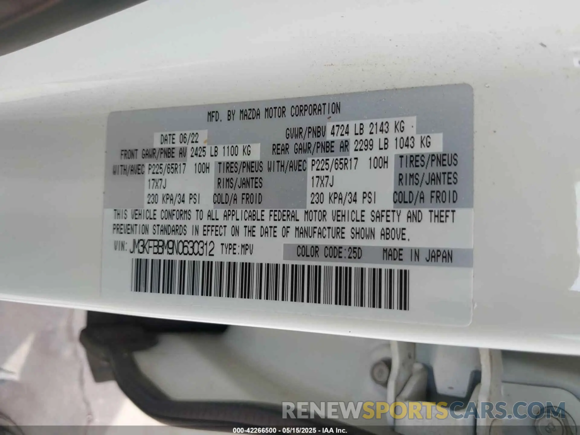 9 Photograph of a damaged car JM3KFBBM9N0630312 MAZDA CX-5 2022