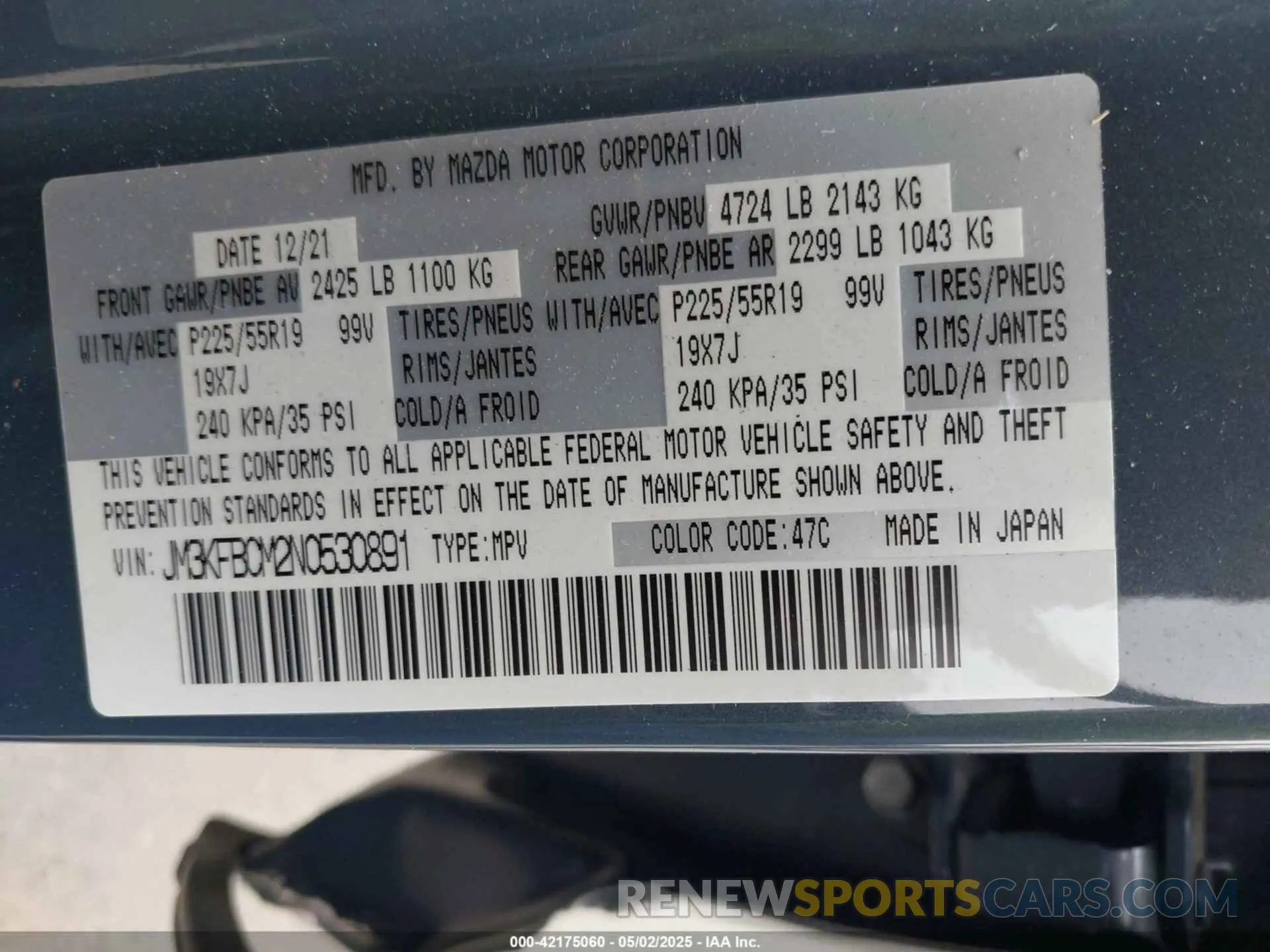 9 Photograph of a damaged car JM3KFBCM2N0530891 MAZDA CX-5 2022