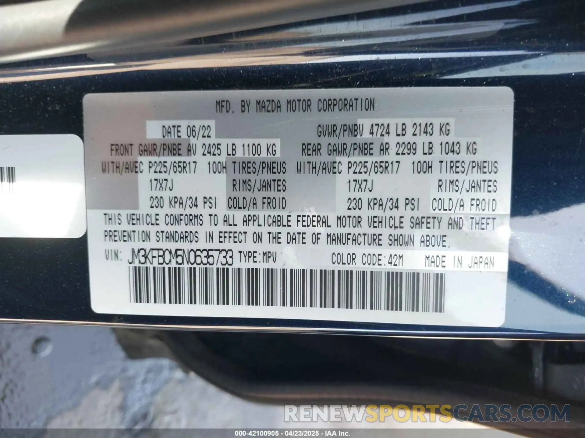 9 Photograph of a damaged car JM3KFBCM5N0635733 MAZDA CX-5 2022