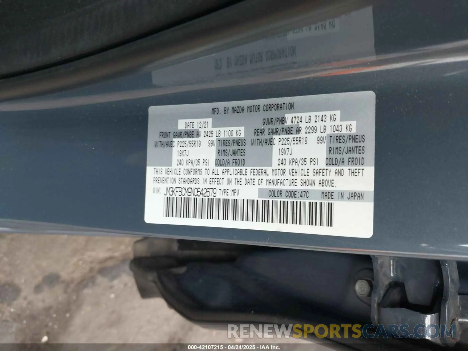 9 Photograph of a damaged car JM3KFBCM9N0542679 MAZDA CX-5 2022