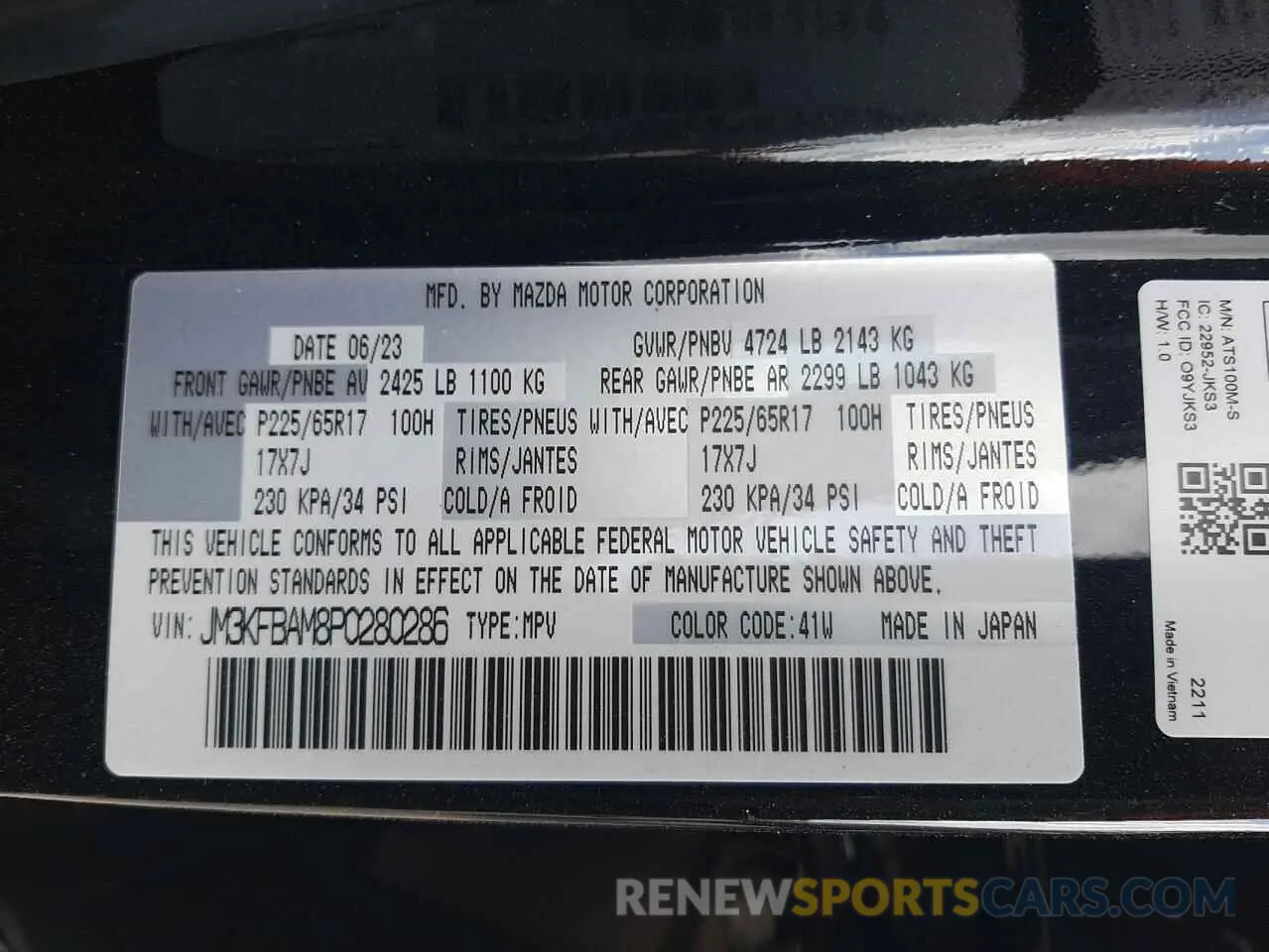 14 Photograph of a damaged car JM3KFBAM8P0280286 MAZDA CX-5 2023