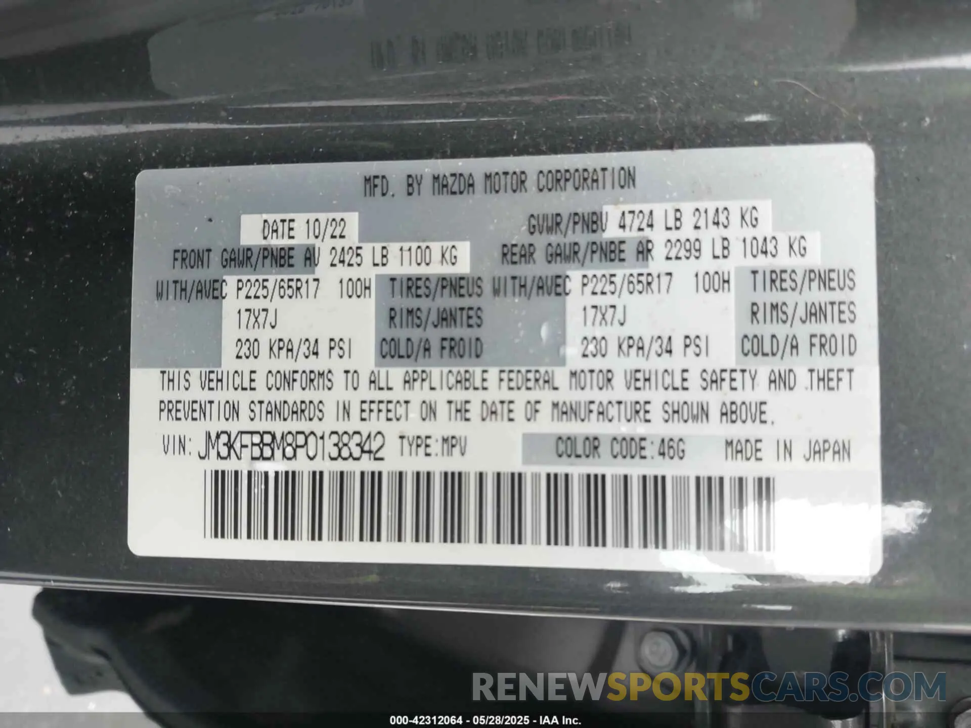 9 Photograph of a damaged car JM3KFBBM8P0138342 MAZDA CX-5 2023