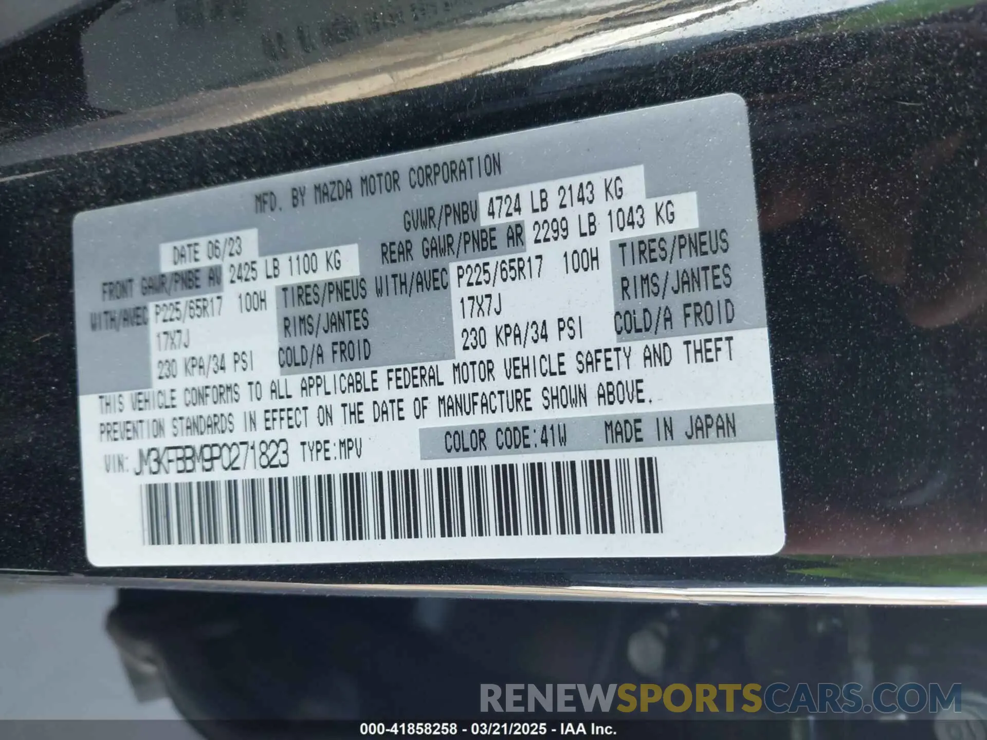 9 Photograph of a damaged car JM3KFBBM9P0271823 MAZDA CX-5 2023