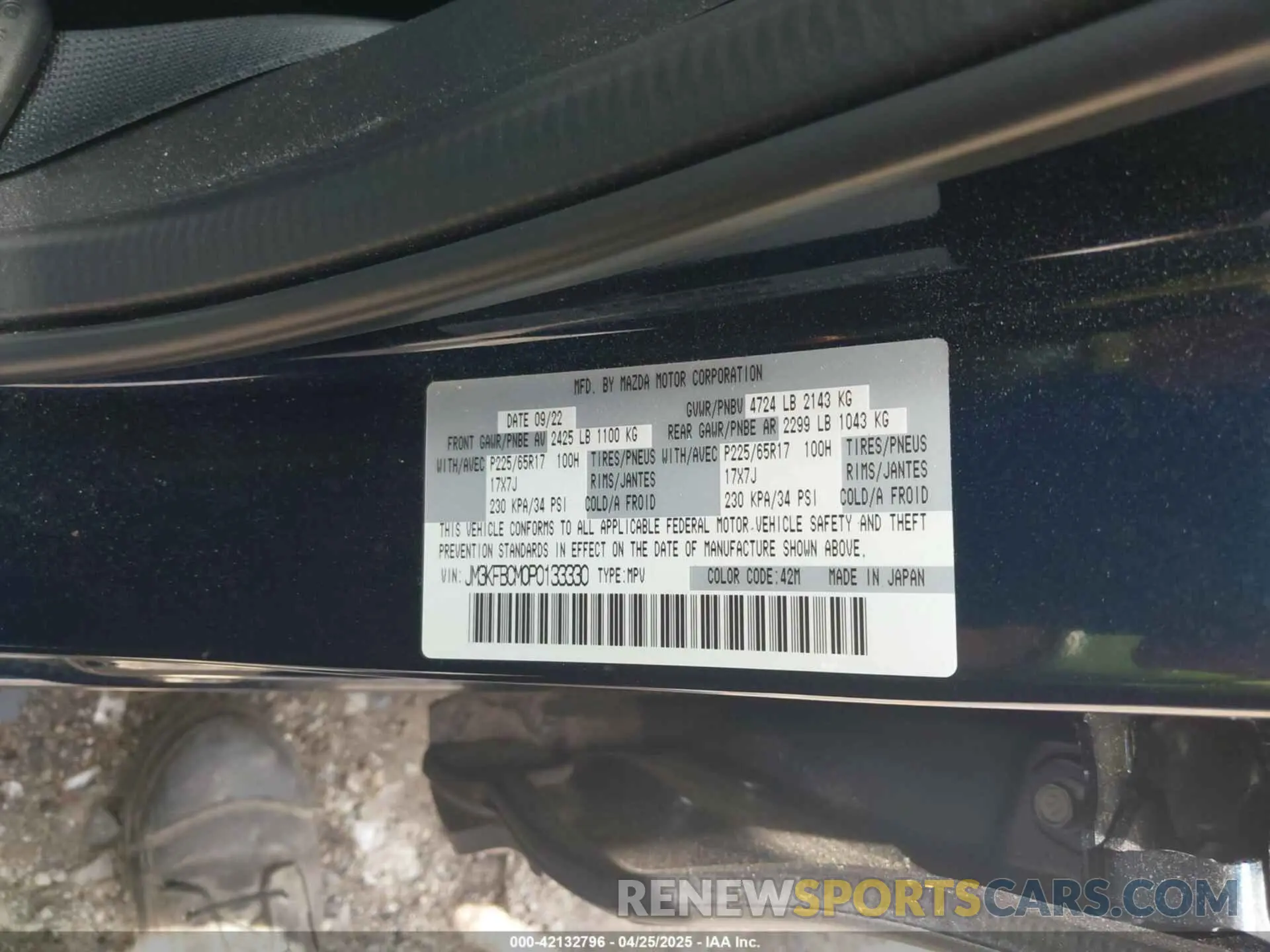 9 Photograph of a damaged car JM3KFBCM0P0133330 MAZDA CX-5 2023