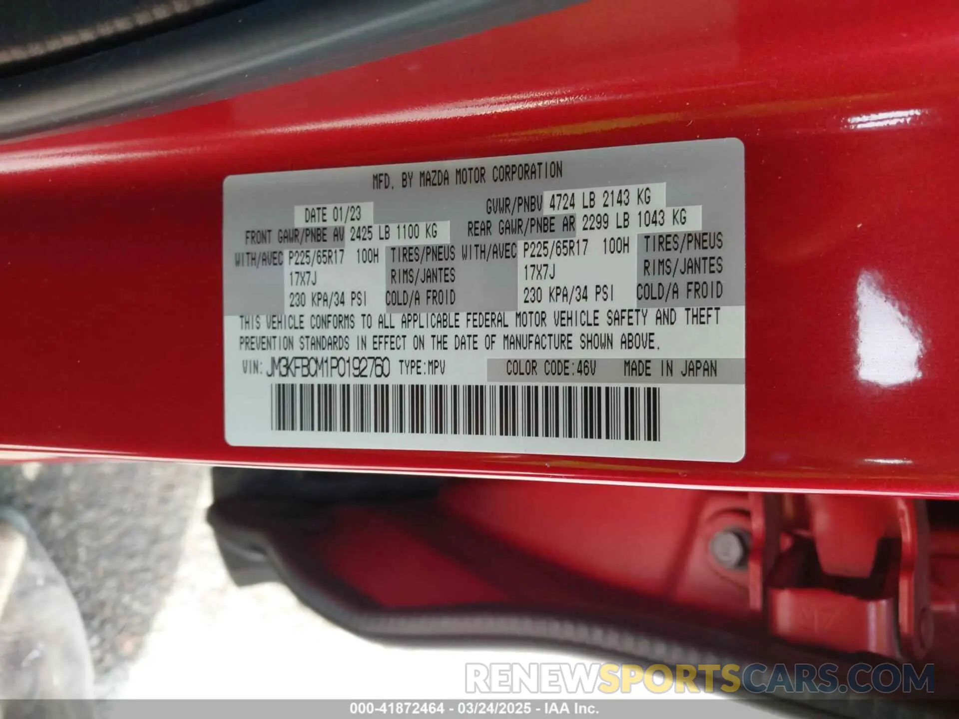 9 Photograph of a damaged car JM3KFBCM1P0192760 MAZDA CX-5 2023