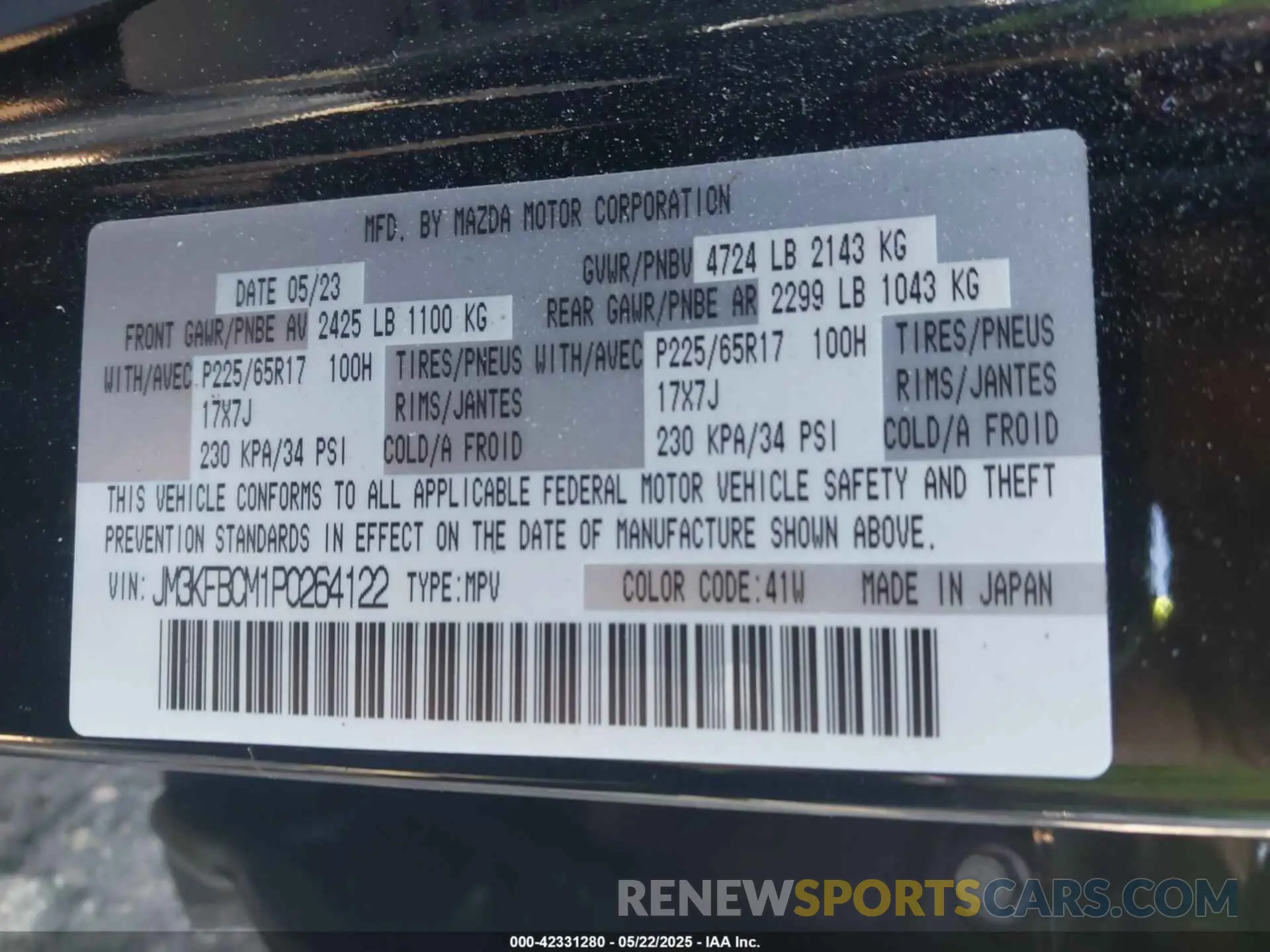 9 Photograph of a damaged car JM3KFBCM1P0264122 MAZDA CX-5 2023