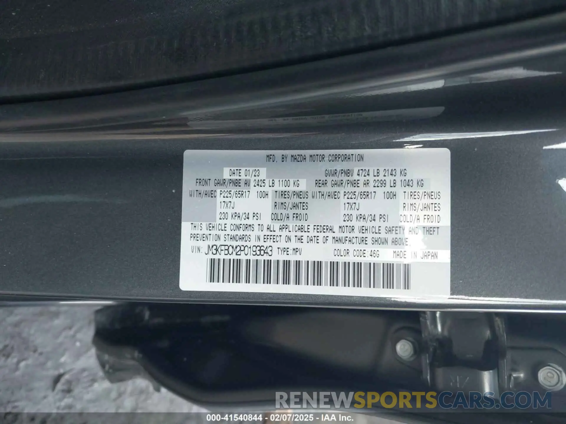 9 Photograph of a damaged car JM3KFBCM2P0193643 MAZDA CX-5 2023