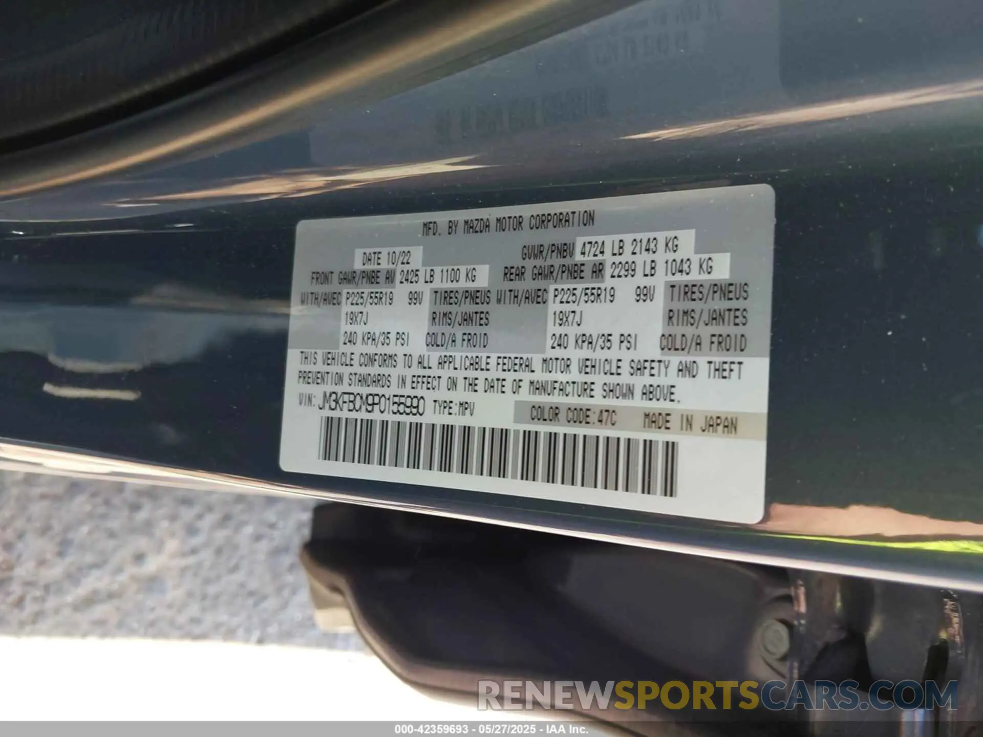 9 Photograph of a damaged car JM3KFBCM9P0155990 MAZDA CX-5 2023