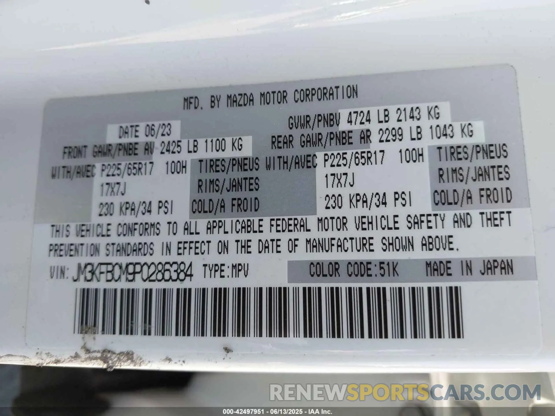 9 Photograph of a damaged car JM3KFBCM9P0286384 MAZDA CX-5 2023