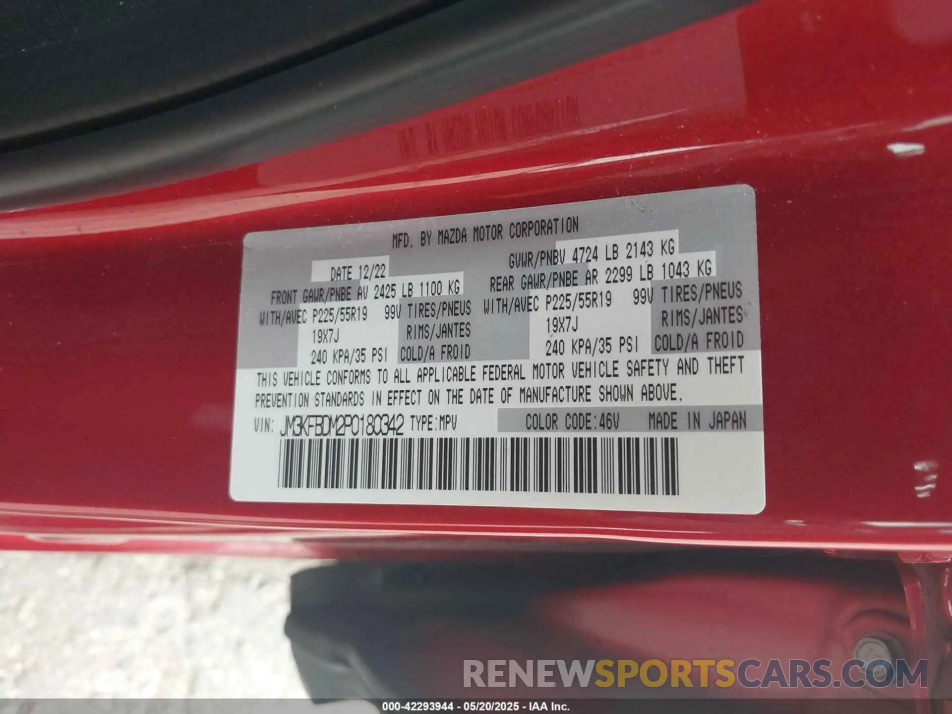 9 Photograph of a damaged car JM3KFBDM2P0180342 MAZDA CX-5 2023
