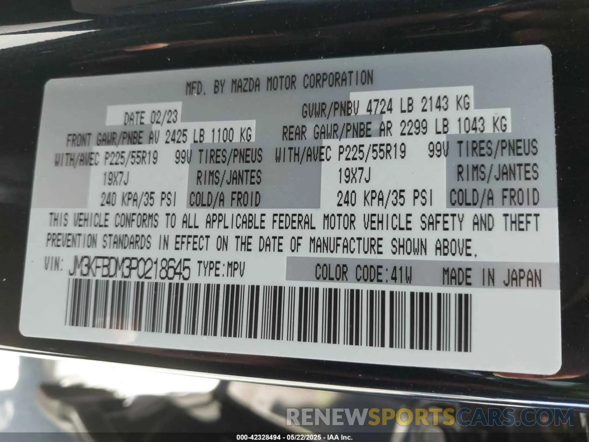 9 Photograph of a damaged car JM3KFBDM3P0218645 MAZDA CX-5 2023