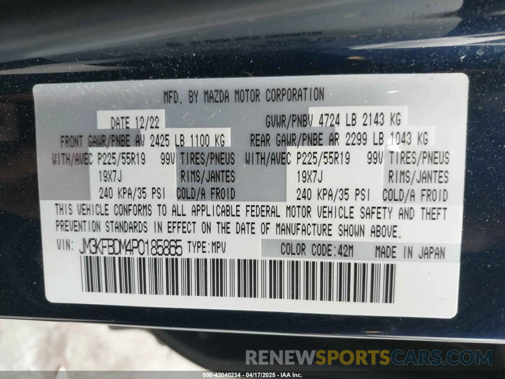 9 Photograph of a damaged car JM3KFBDM4P0185865 MAZDA CX-5 2023