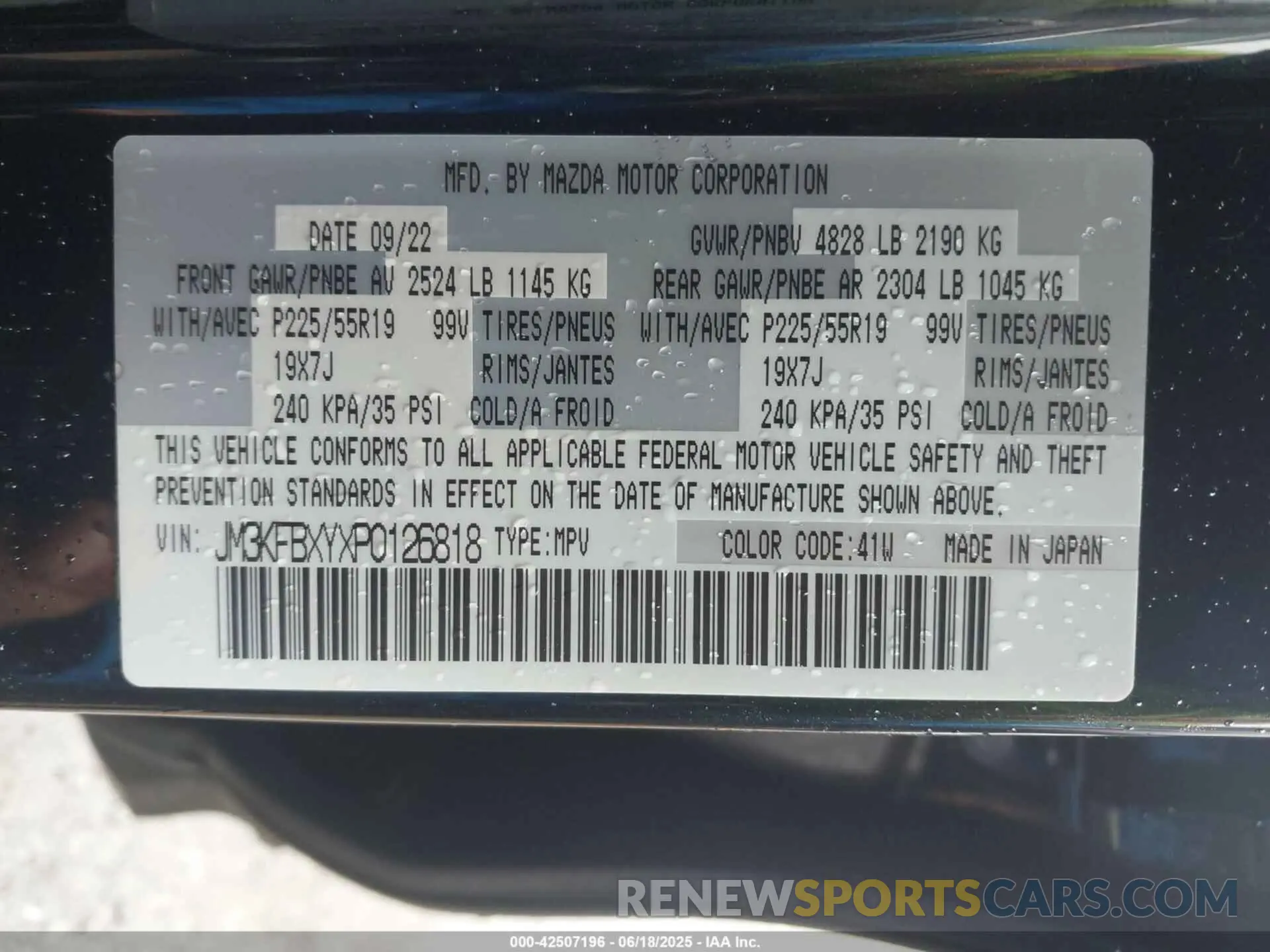 9 Photograph of a damaged car JM3KFBXYXP0126818 MAZDA CX-5 2023