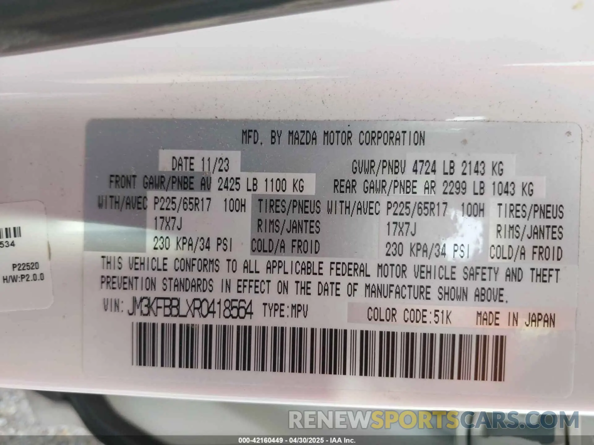 9 Photograph of a damaged car JM3KFBBLXR0418564 MAZDA CX-5 2024