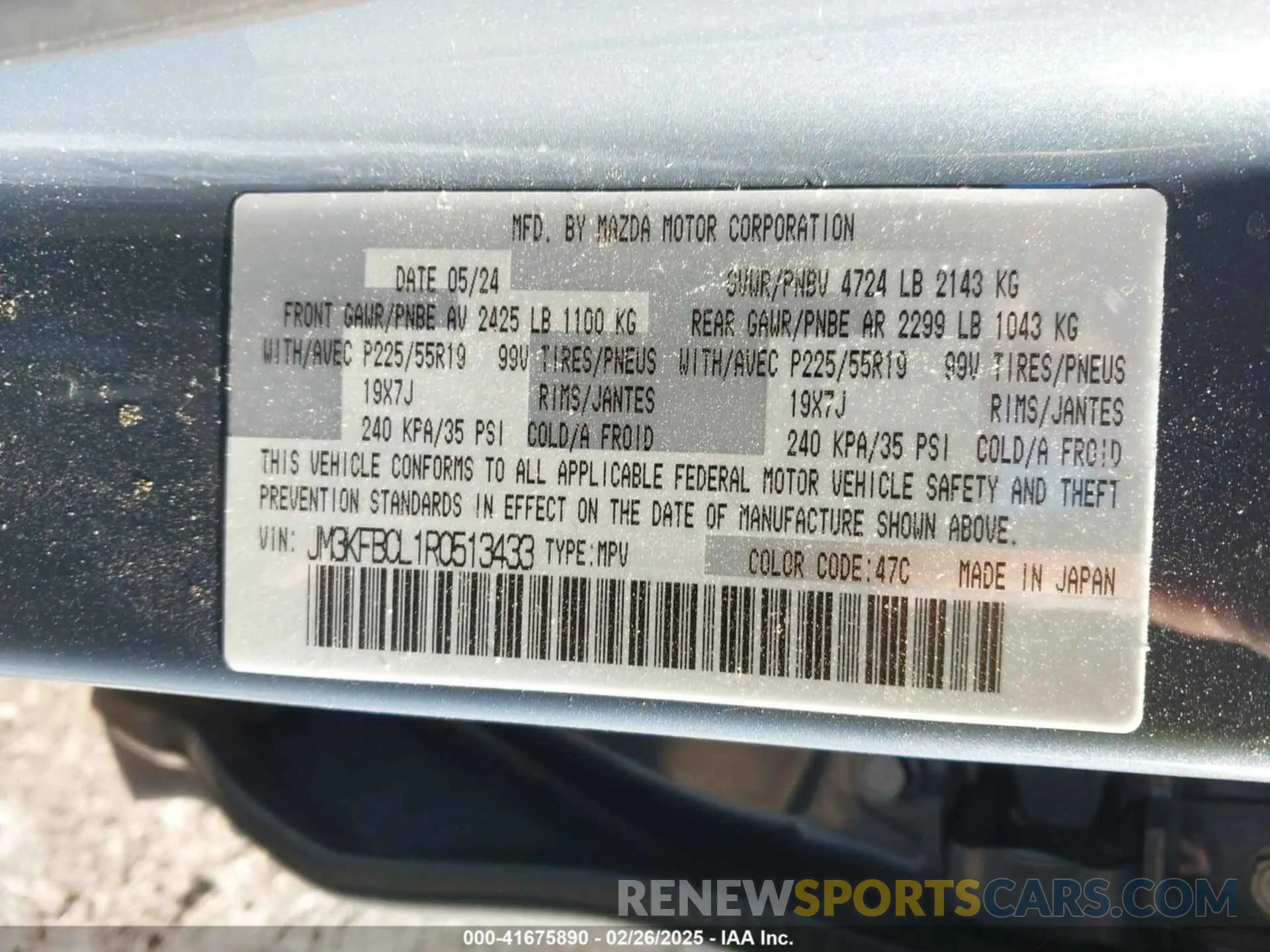 9 Photograph of a damaged car JM3KFBCL1R0513433 MAZDA CX-5 2024