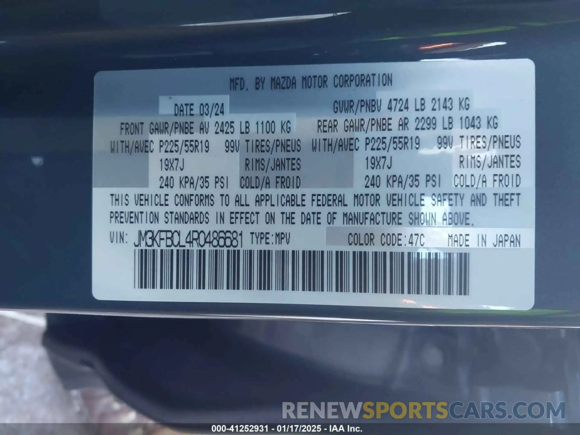 9 Photograph of a damaged car JM3KFBCL4R0486681 MAZDA CX-5 2024