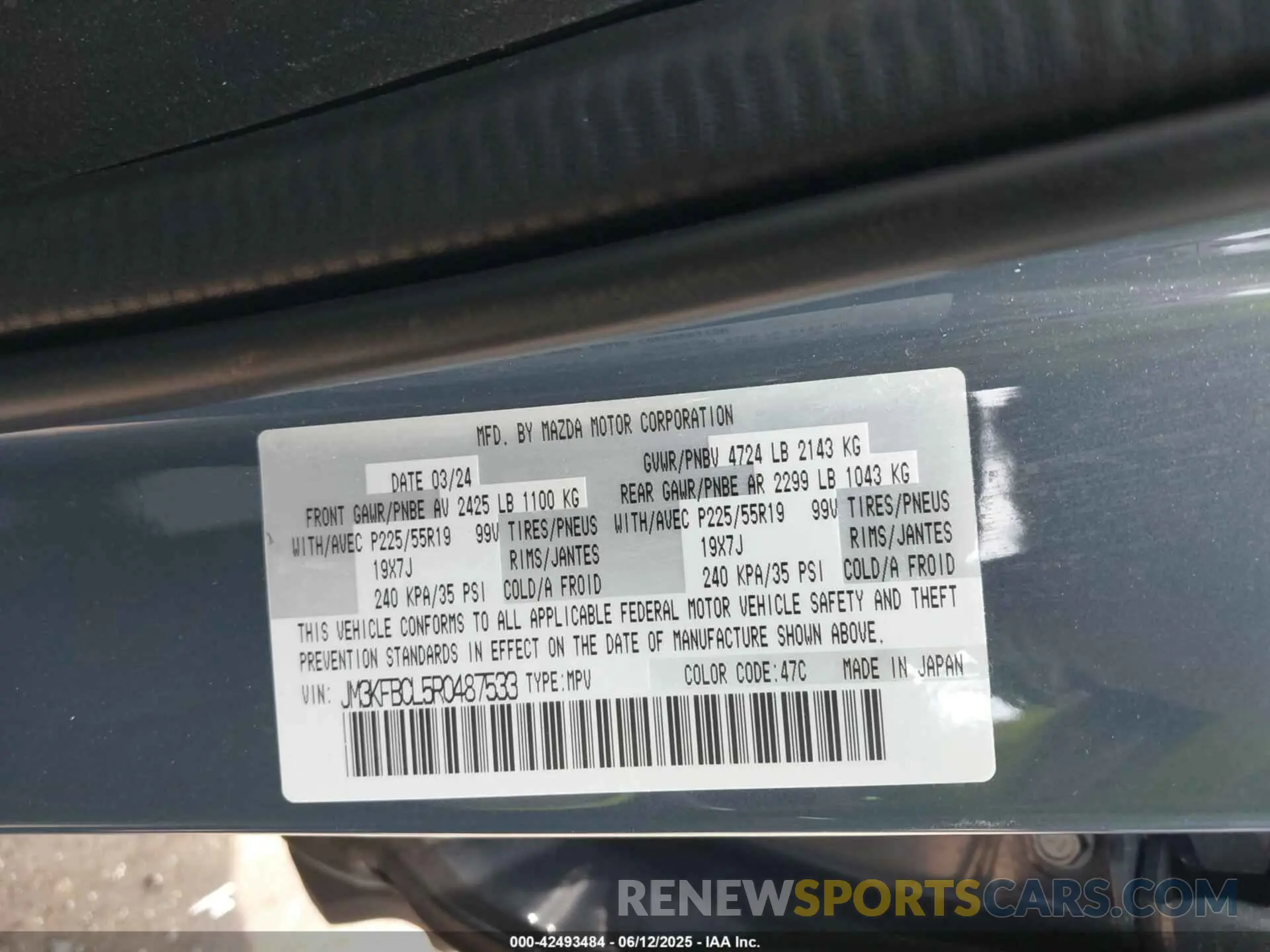 9 Photograph of a damaged car JM3KFBCL5R0487533 MAZDA CX-5 2024