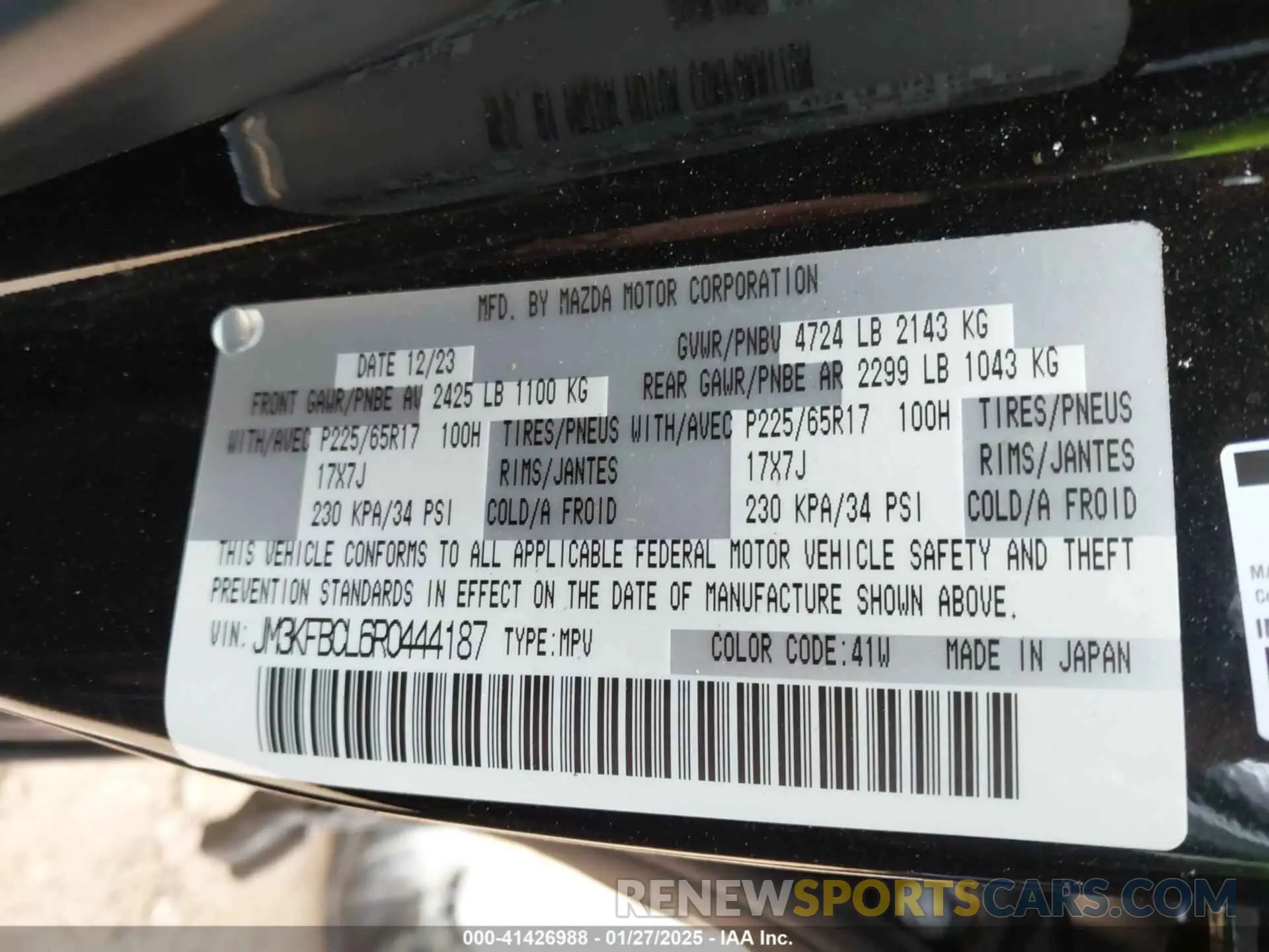 9 Photograph of a damaged car JM3KFBCL6R0444187 MAZDA CX-5 2024