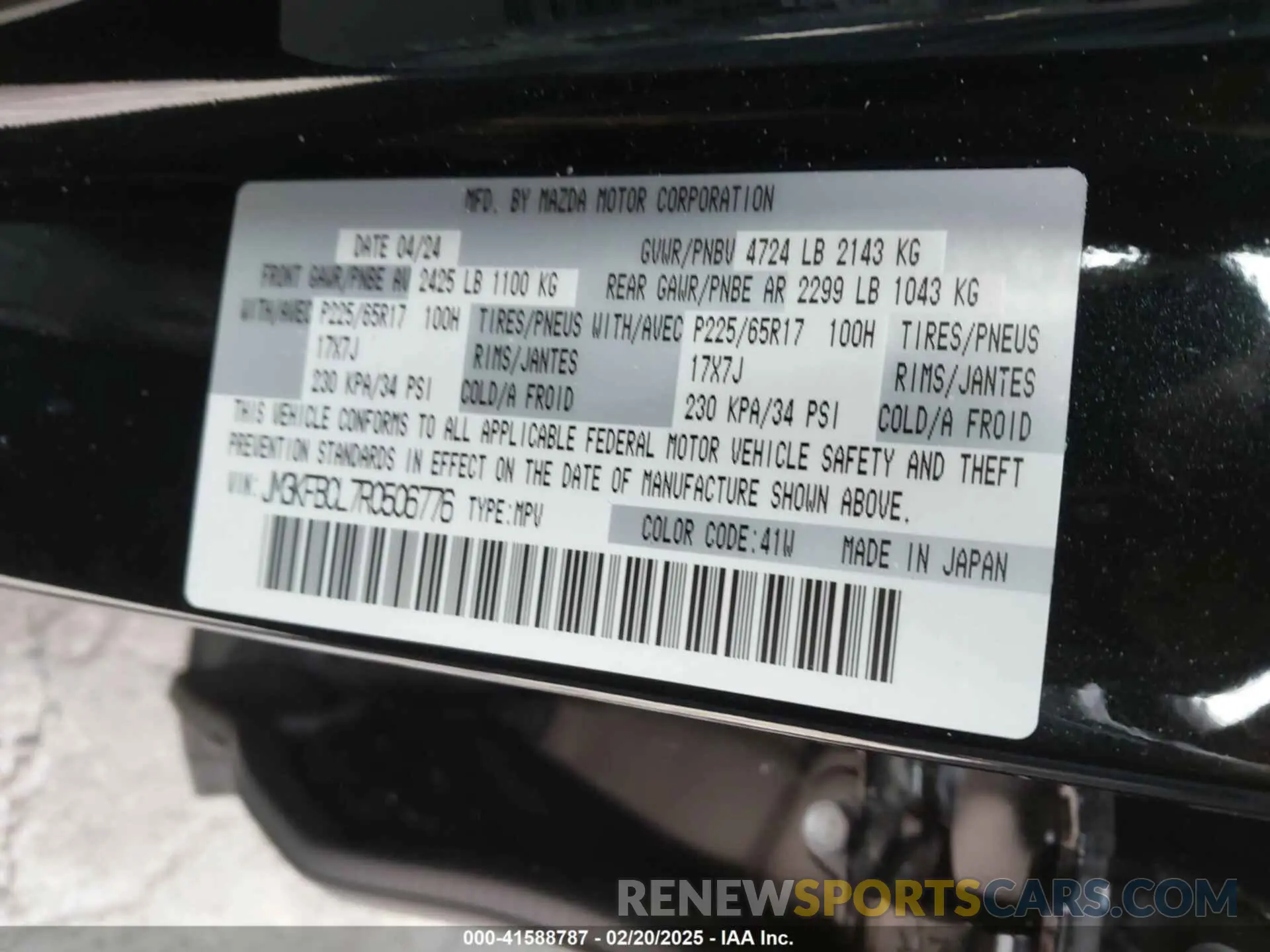 9 Photograph of a damaged car JM3KFBCL7R0506776 MAZDA CX-5 2024