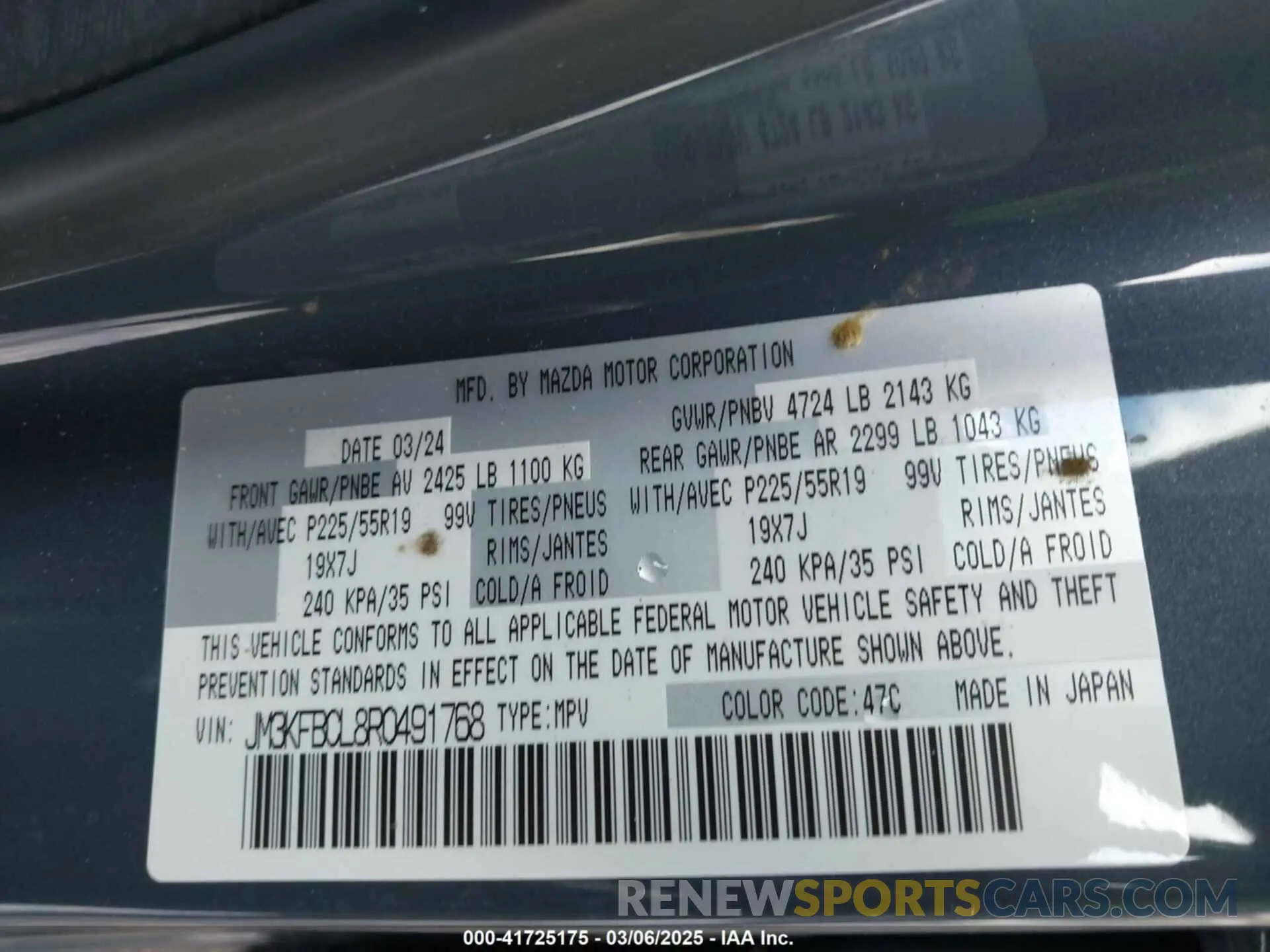 9 Photograph of a damaged car JM3KFBCL8R0491768 MAZDA CX-5 2024