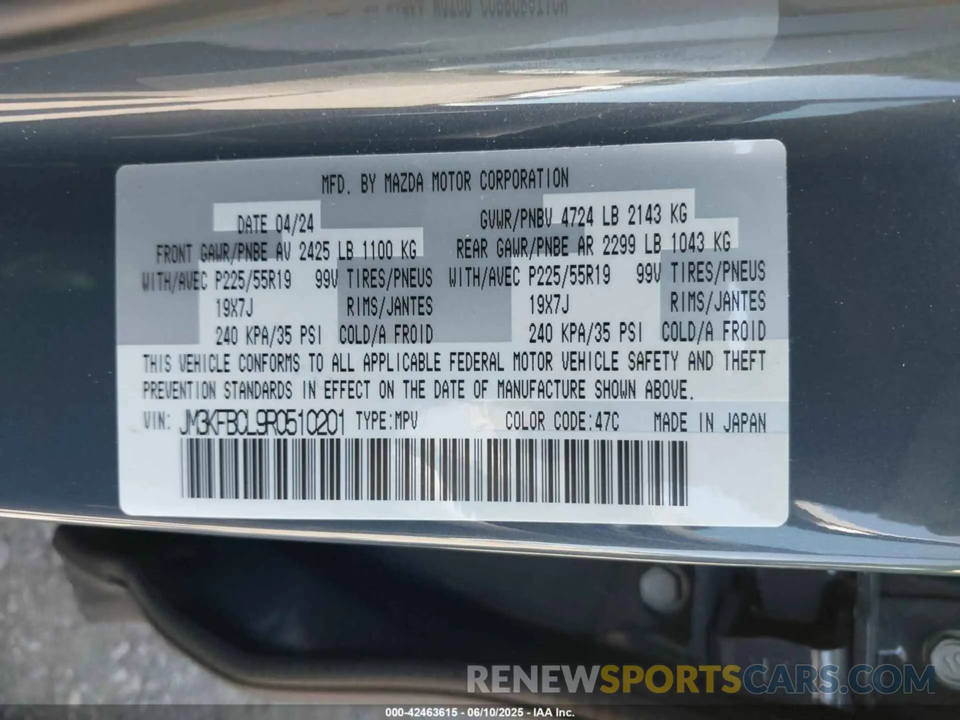 9 Photograph of a damaged car JM3KFBCL9R0510201 MAZDA CX-5 2024