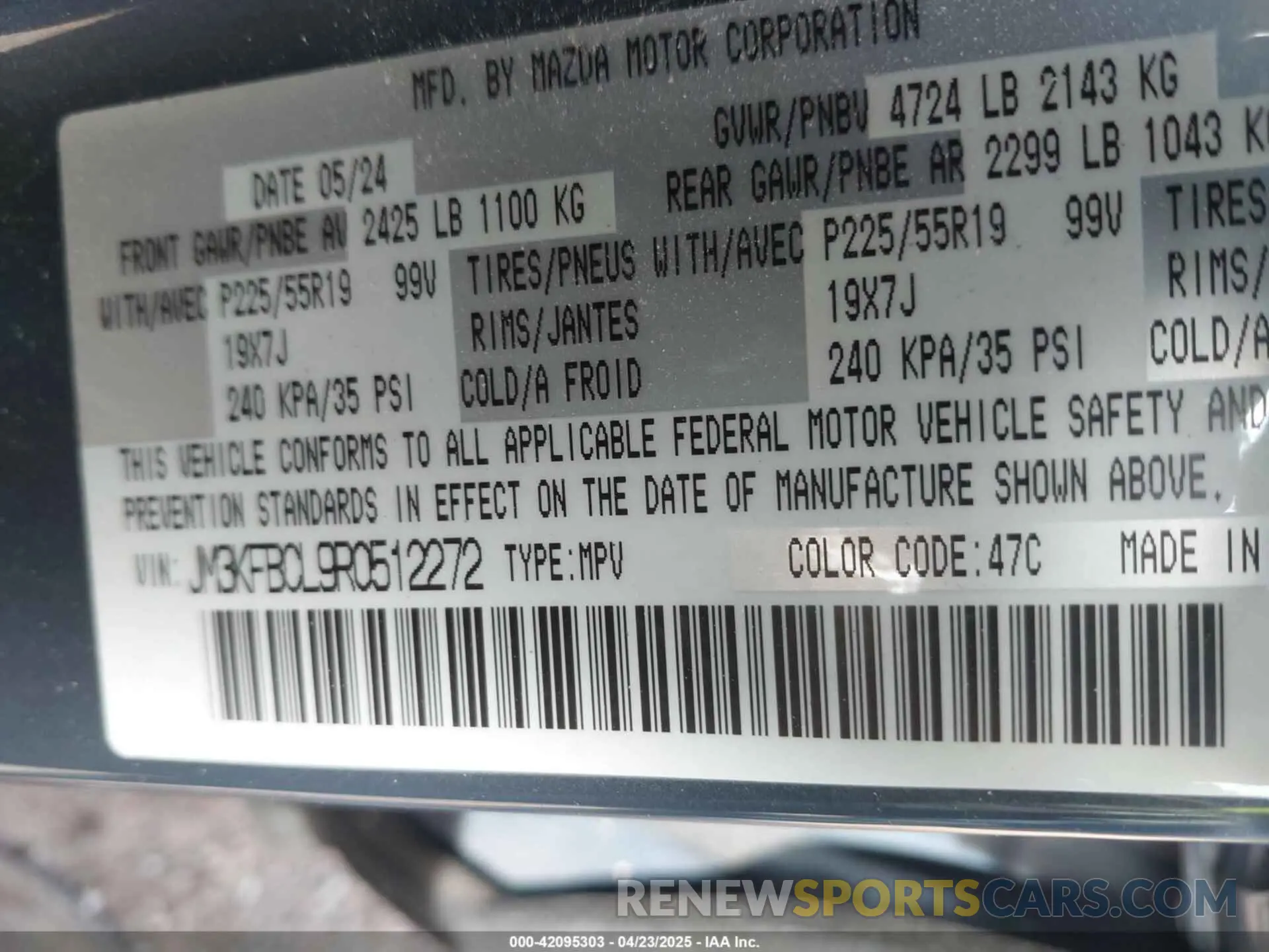 9 Photograph of a damaged car JM3KFBCL9R0512272 MAZDA CX-5 2024
